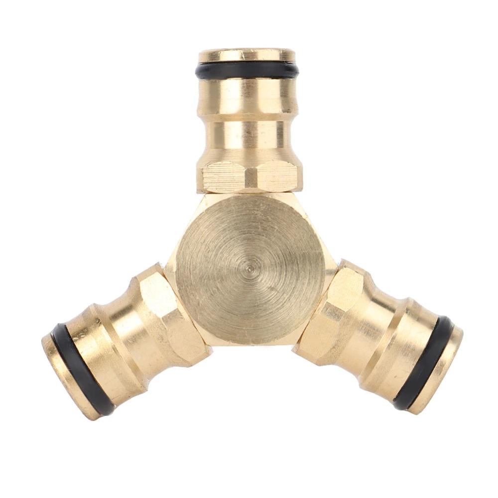 Brass Quick Connection Tee Hose Connector Water Pipe Adapter for Home Garden