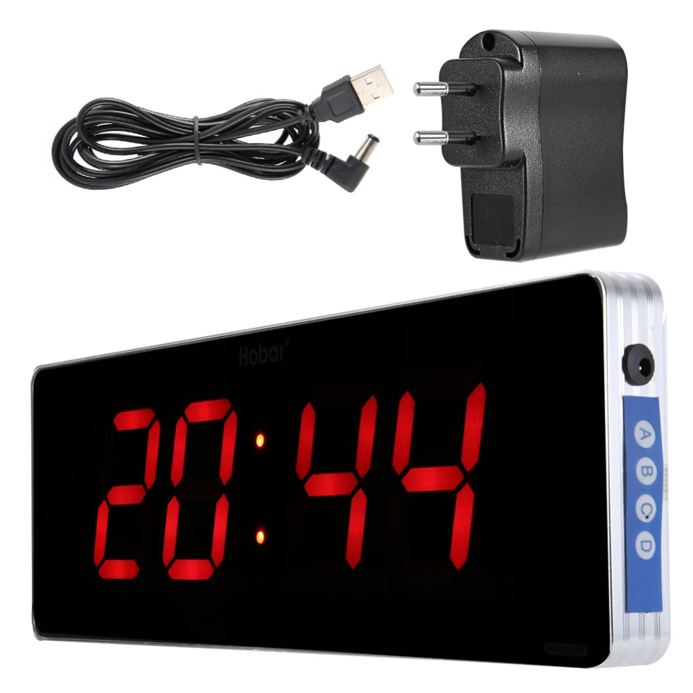 Digital LED Clock Aluminum Alloy Wall Clocks for Office Bedroom EU Plug 110240V (Hour+Minute)