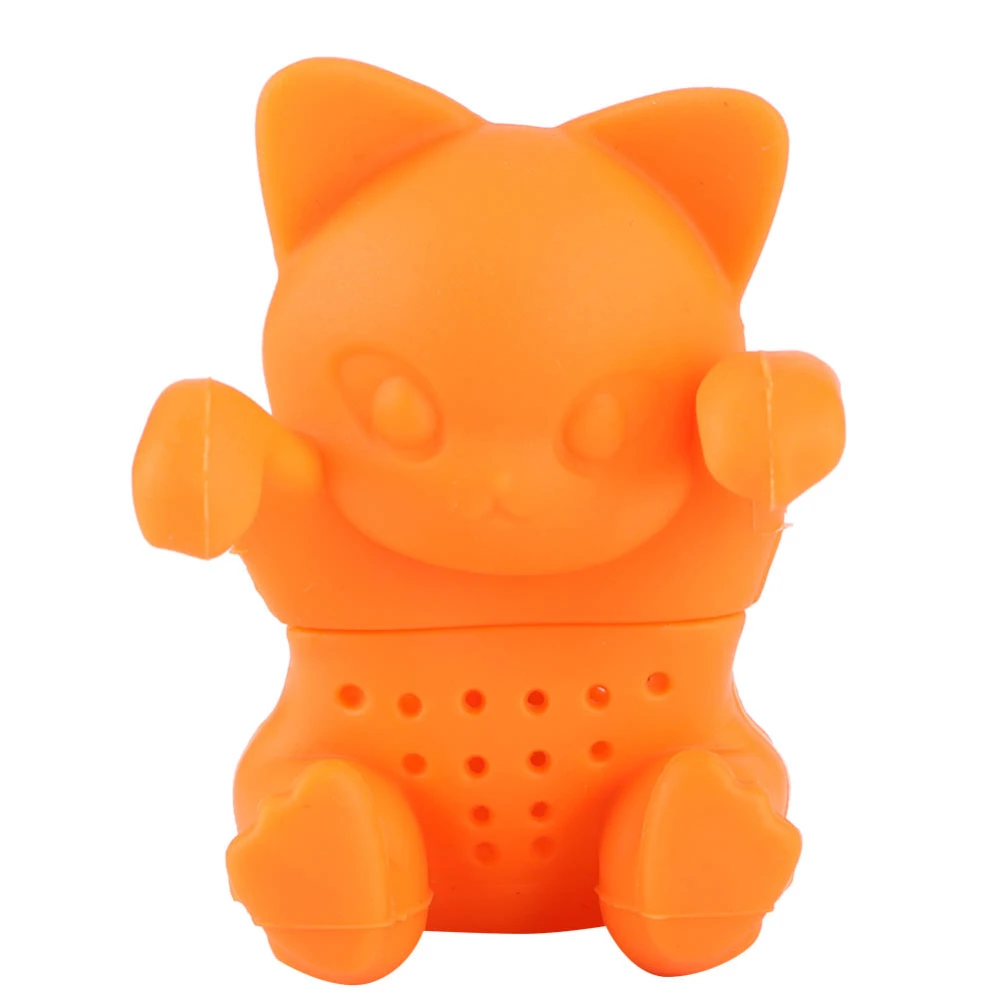 Cute CatShaped Loose Tea Leaf Strainer Filter Silicone Tea Infuser Accessory for Home Office