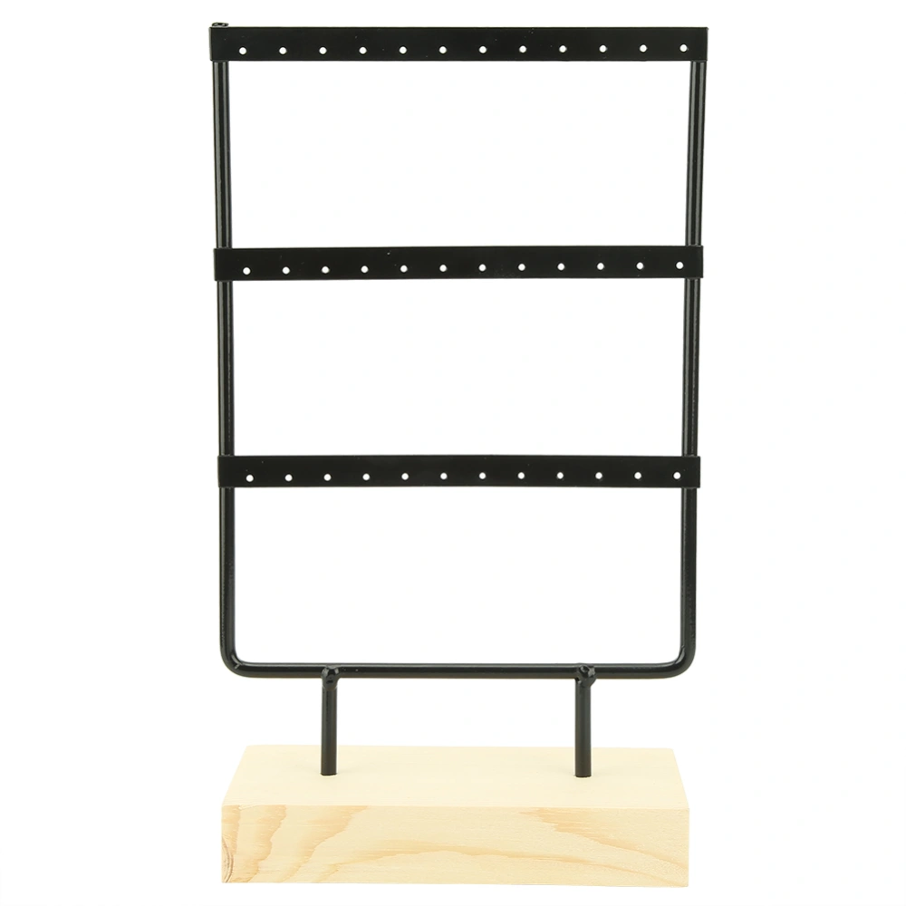 36 Holes Metal Jewelry Storage Rack Display Stand Earrings Necklace Organizer with Wood BaseBlack