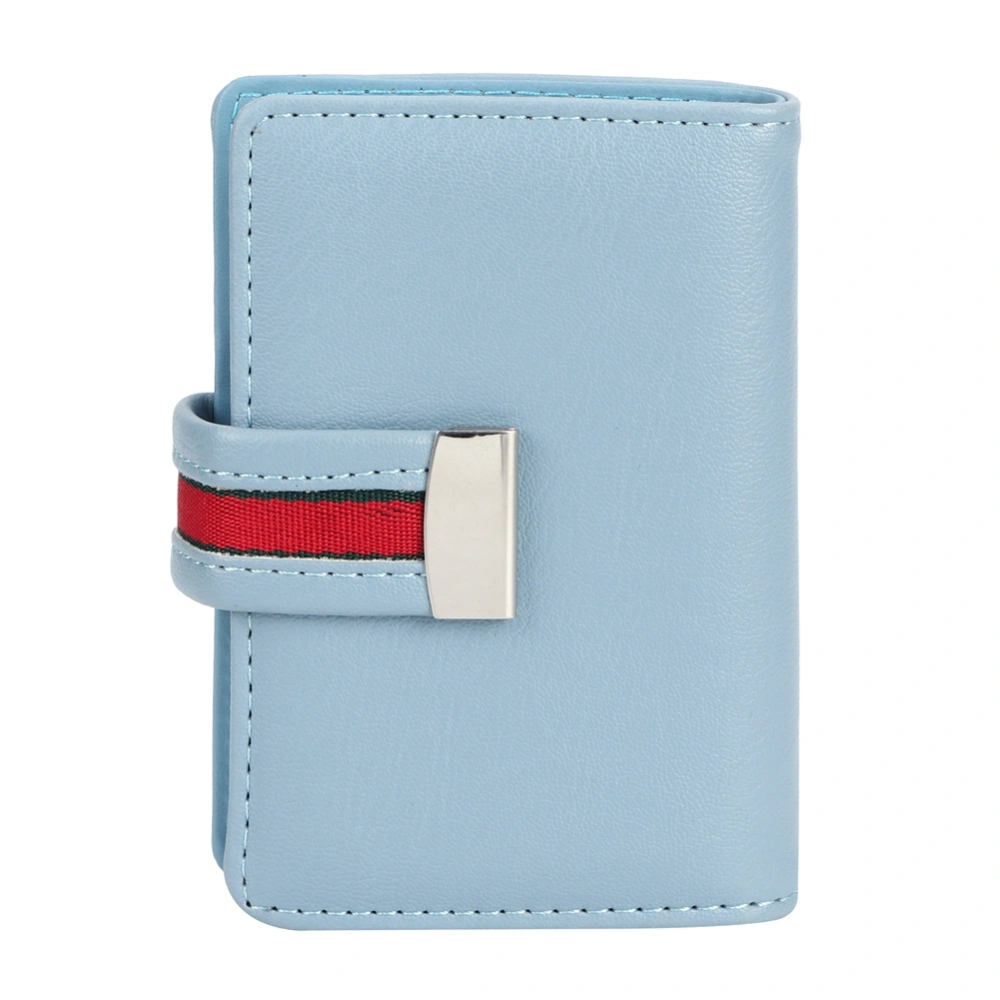 Mini Fashionable RFID Women Card Holder PU Leather Bank Card Box Business Card CaseBlue