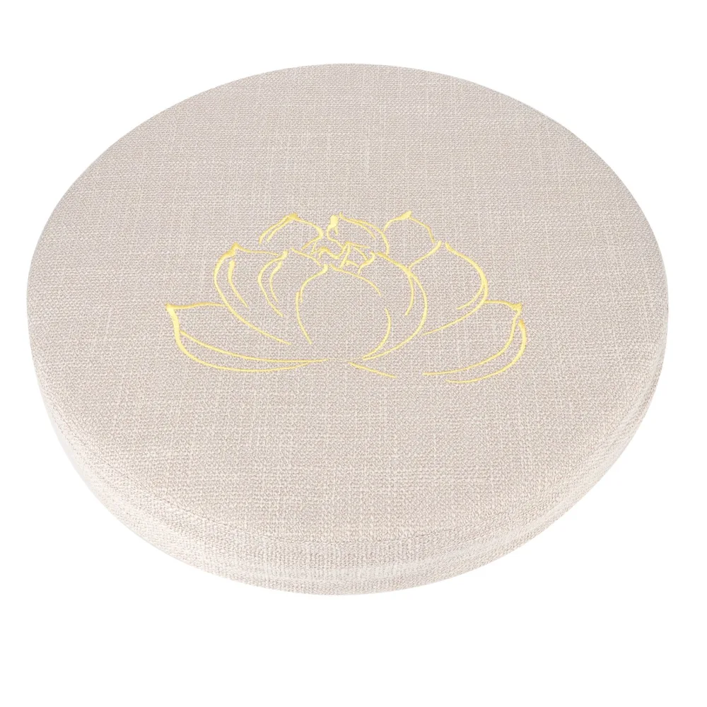 Embroidery Linen Cushion Thickened Round Straw Yoga Mat Home Balcony Seating CushionBeige #1