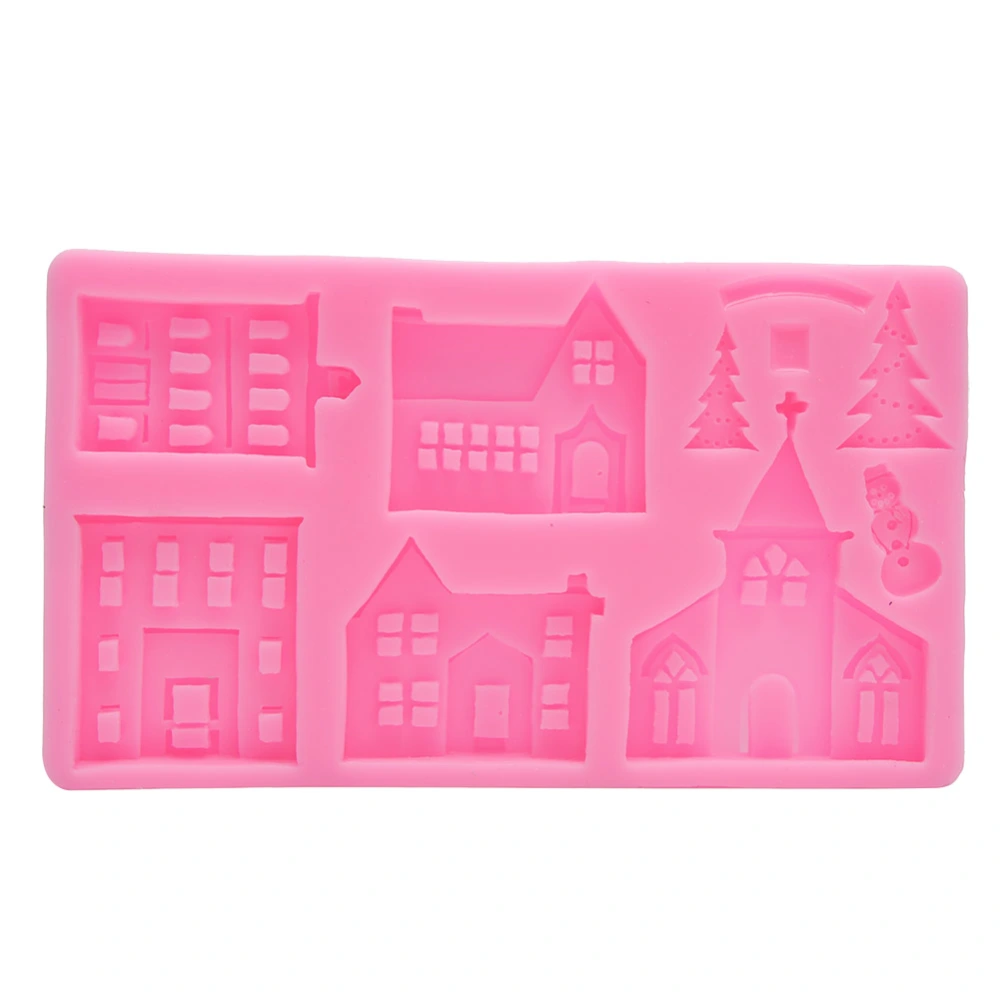 DIY Castle House Christmas Tree Silicone Mold Cake Chocolate Decorative Clay Mould Kitchen SuppliesPink