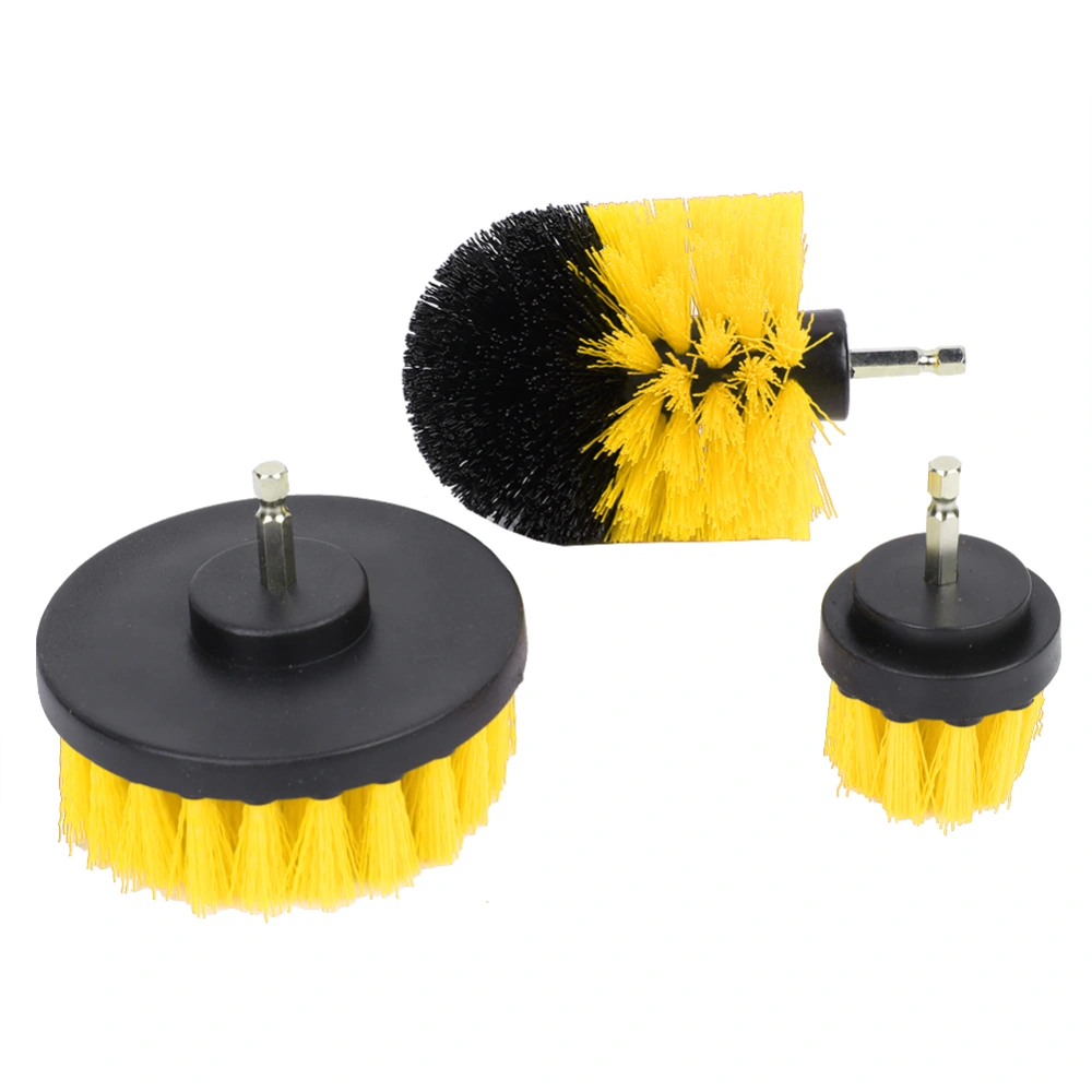 3PCS Power Scrubber Brush Electric Drill Cleaning Kit for Bathroom Surfaces (Yellow)