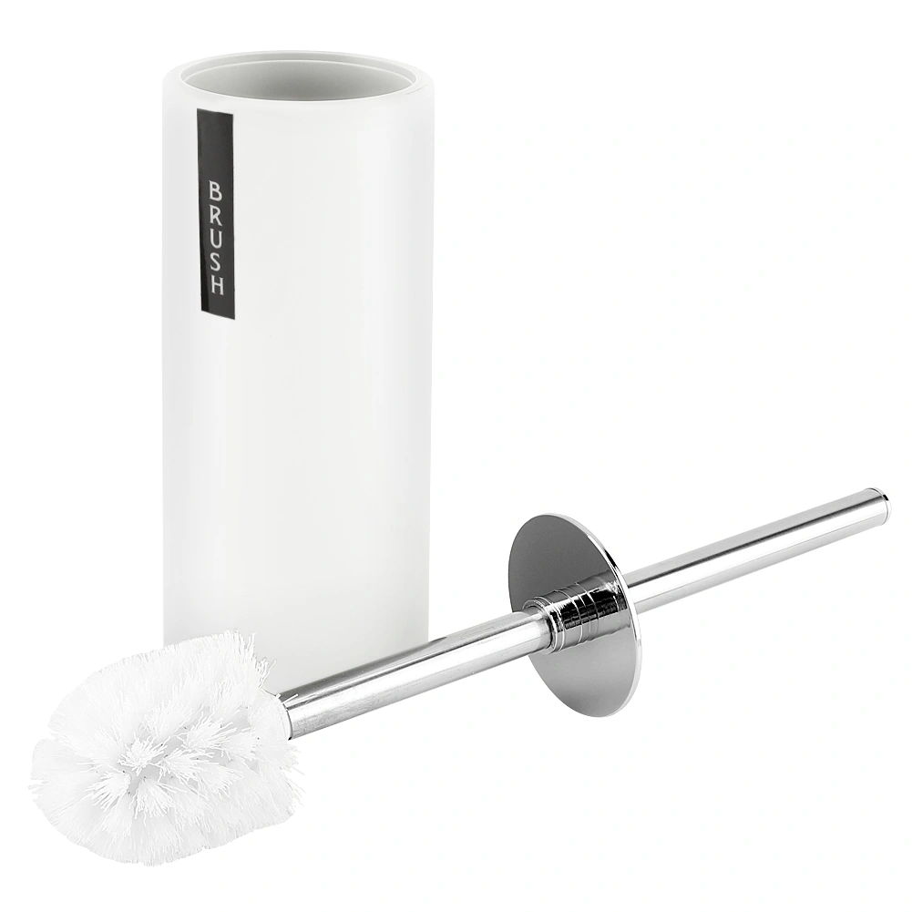 Toilet Brush With Holder Duty Stainless Steel Upgraded Handle Scrubber Cleaner Set(White)