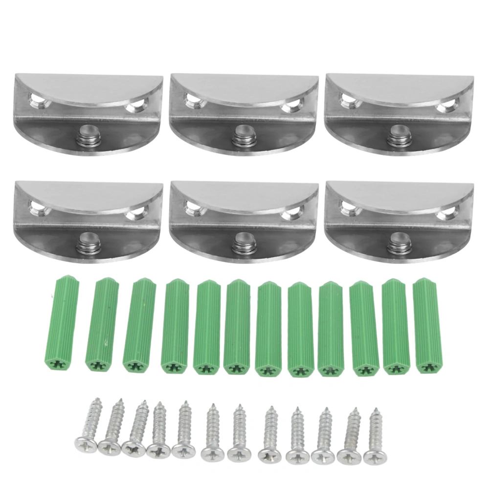 6Pcs Brushed Stainless Steel Glass Clamp Holder Bracket Panel Clip Fixing Tool for Home Use