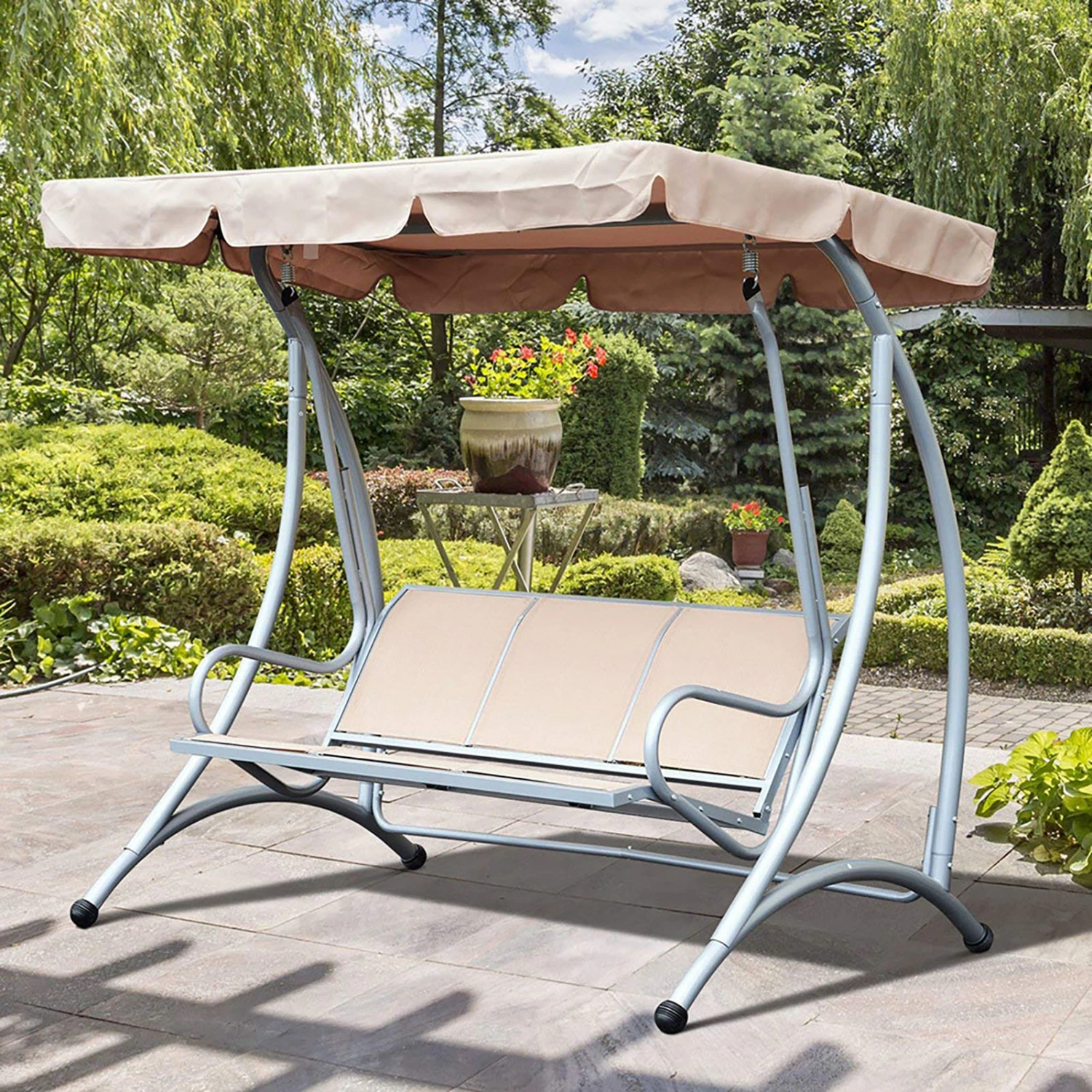 Waterproof Swing Seat Top Cover Outdoor Rainproof Durable Anti Dust Protector Beige