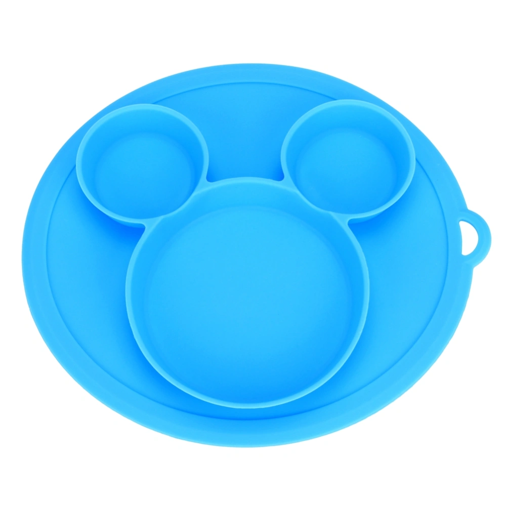 Cartoon Cute Baby Silicone Children Divided Toddler Dinning Plates Kids Tableware (Blue)