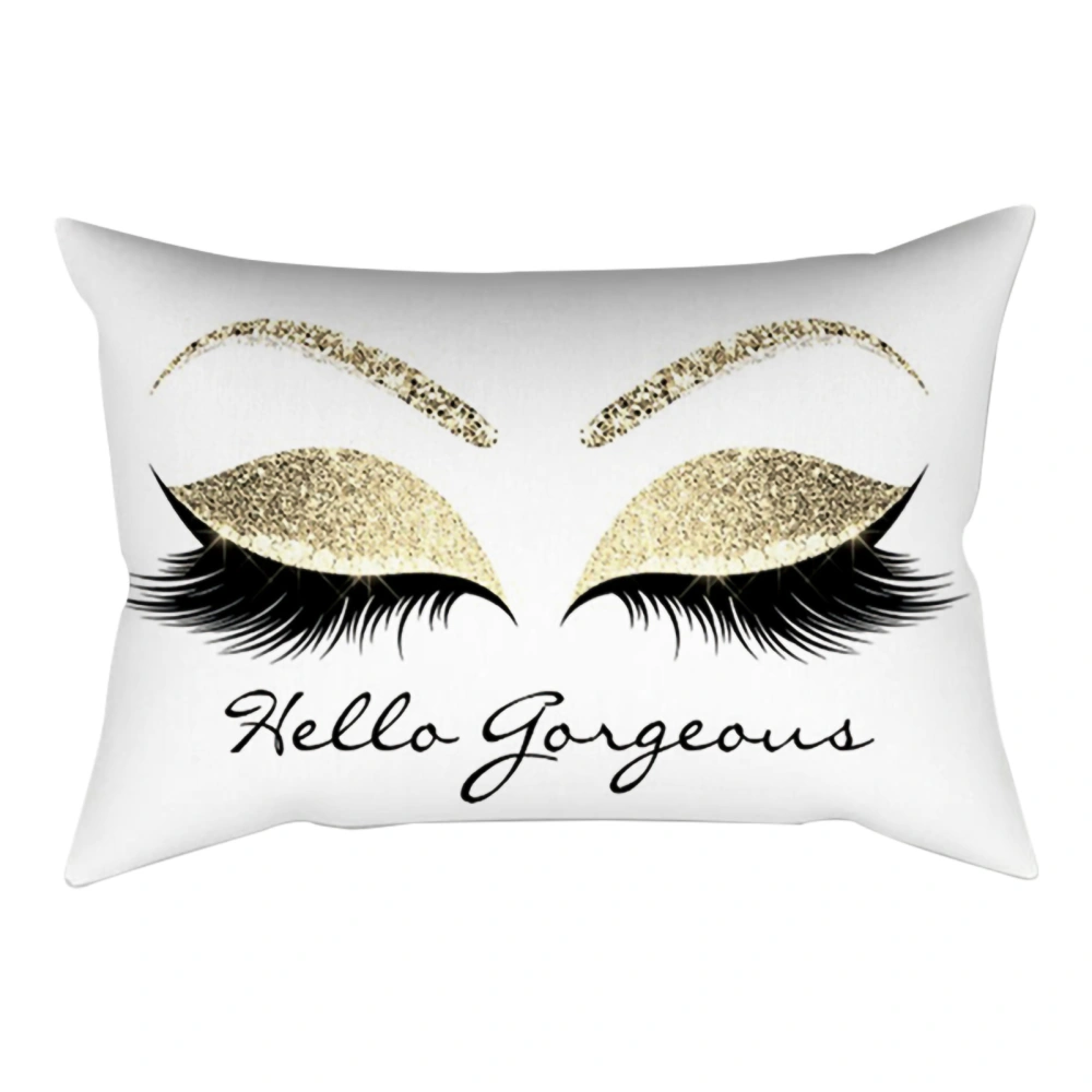 Home Decoration Eyelash Pattern Polyester Cushion Cover Office Car Cafe Pillow Case (J)