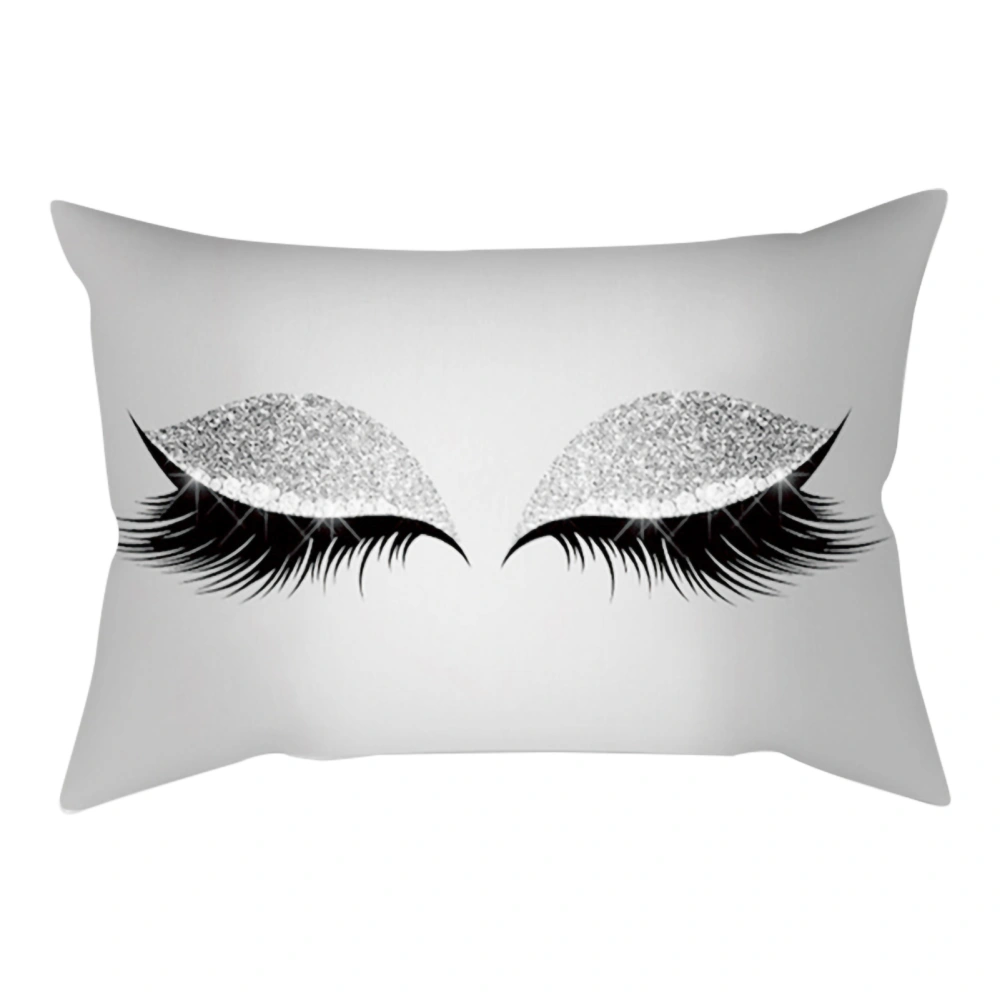 Home Decoration Eyelash Pattern Polyester Cushion Cover Office Car Cafe Pillow Case (L)