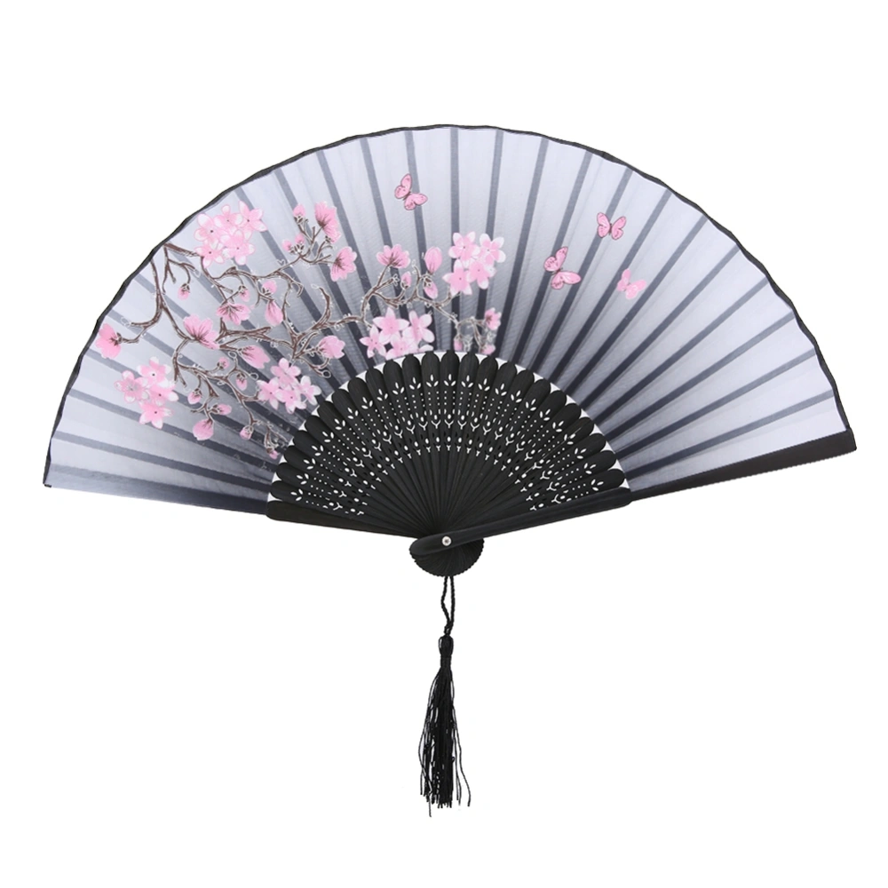 Folding Hand Fan Wedding Party Gift Dance Props Home Office Decoration (Gray)