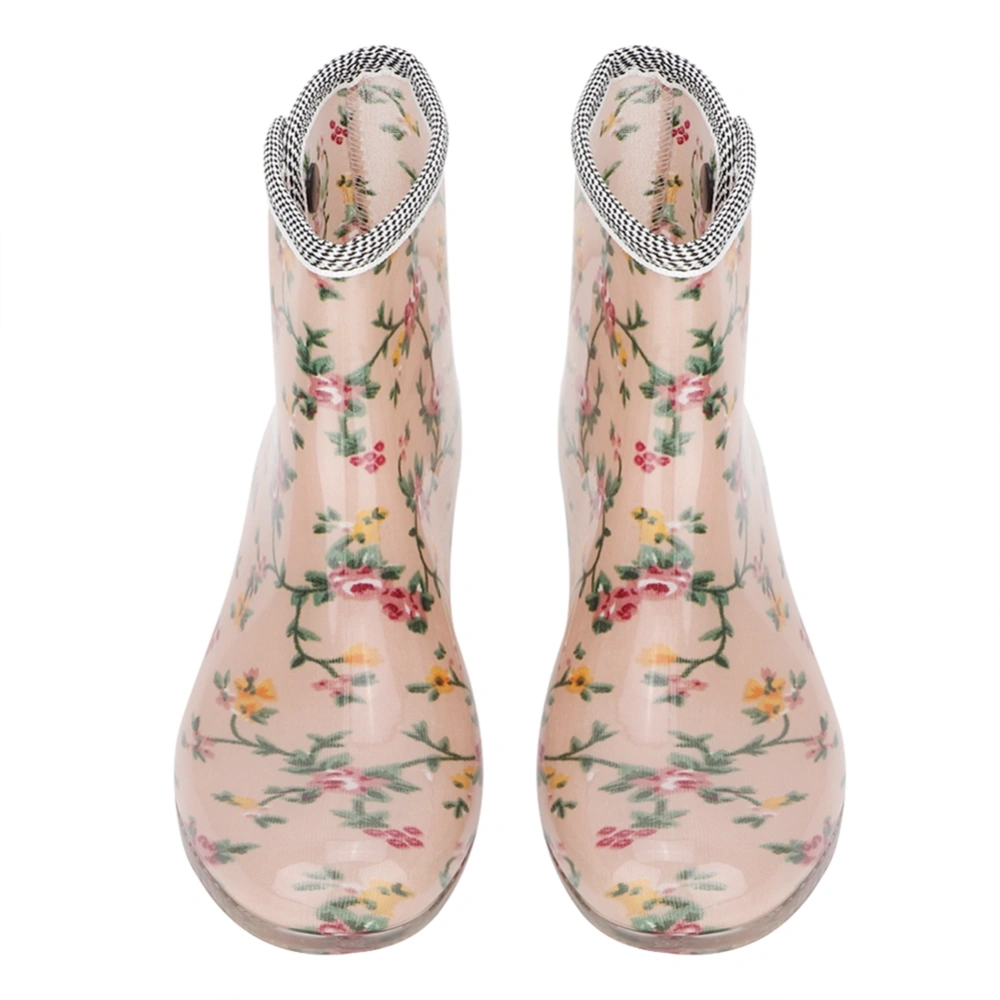 Waterproof Anti slip Printing Women Rain Boots Garden Shoes (37)