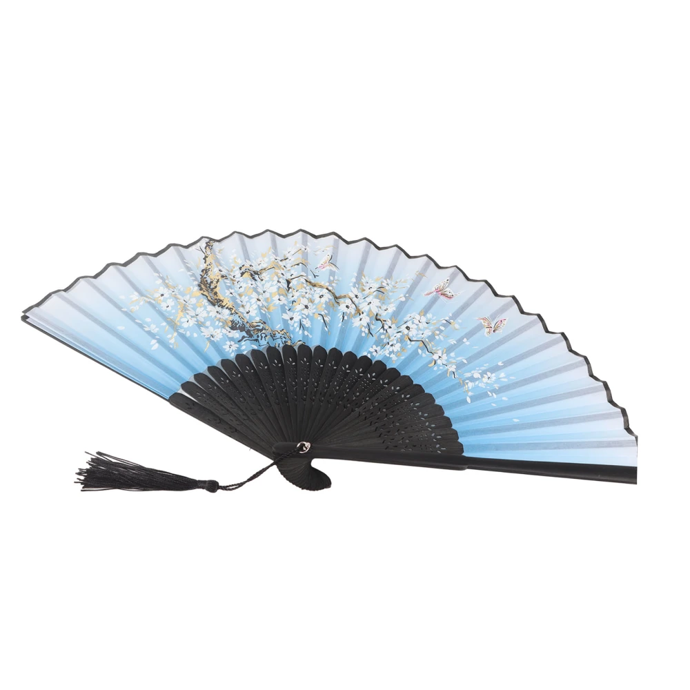 Folding Hand Fan Wedding Party Gift Dance Props Home Office Decoration (Blue)