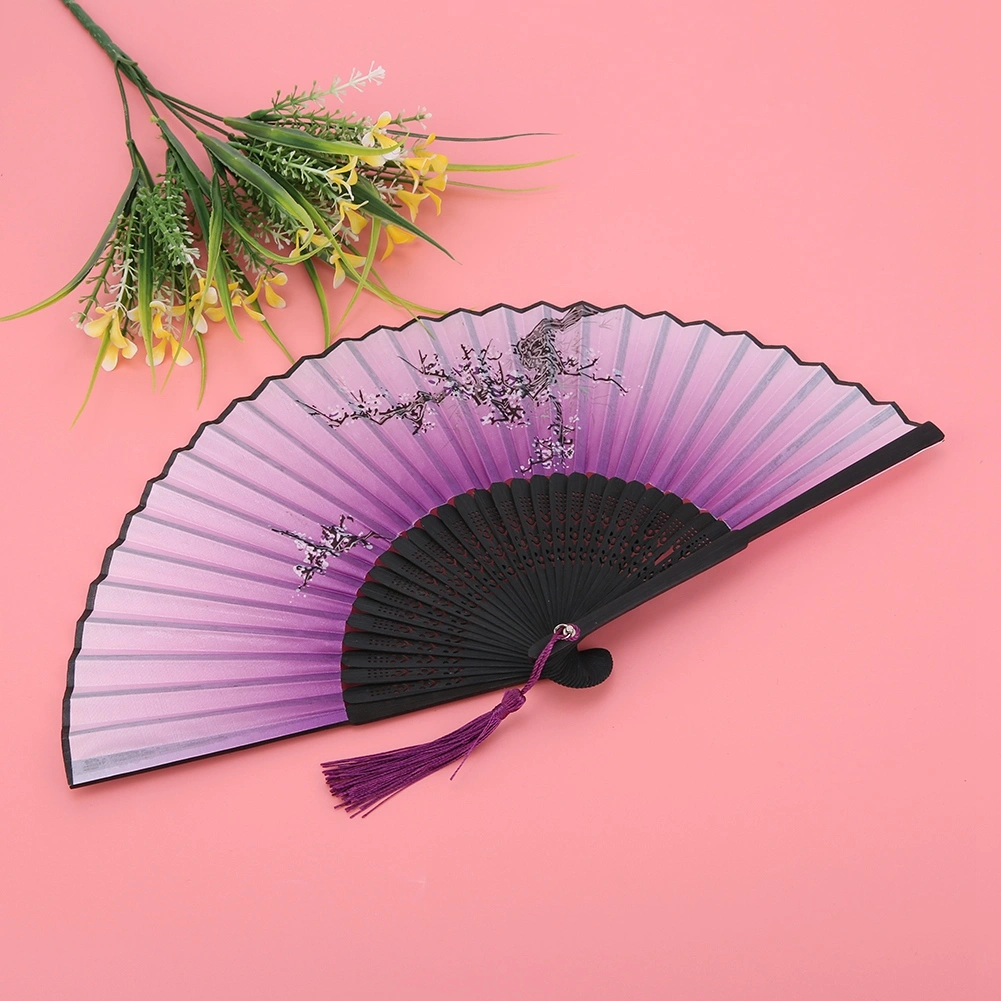 Folding Hand Fan Wedding Party Gift Dance Props Home Office Decoration (Purple)