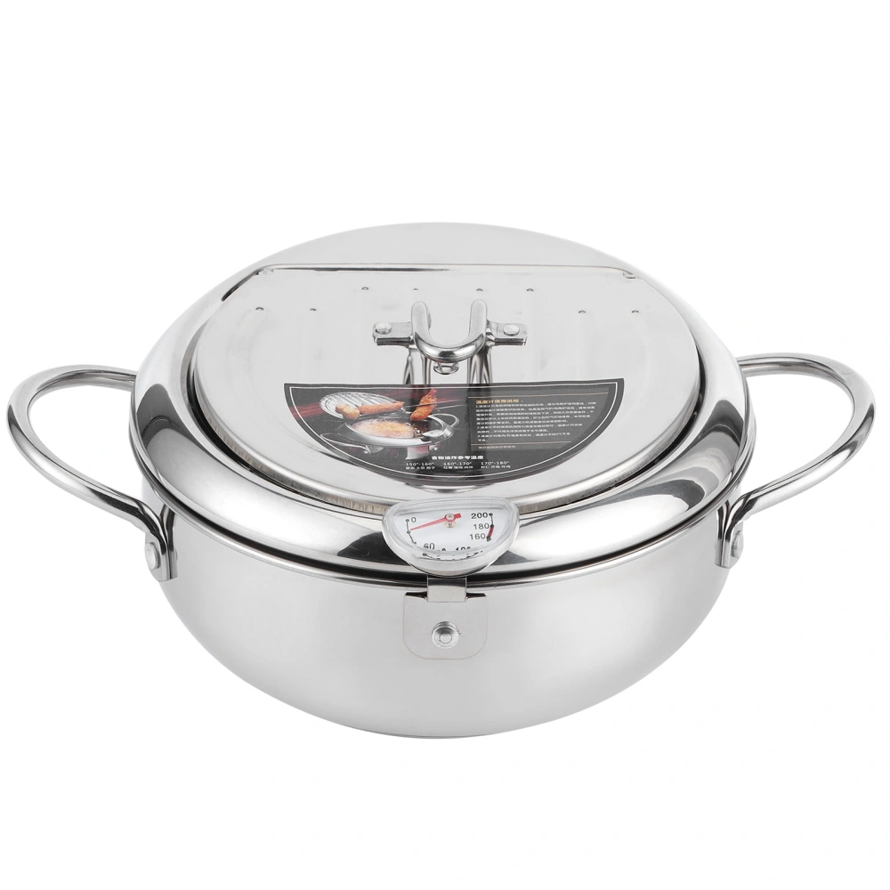 Japanese Style Mini Stainless Steel Frying Pot with Thermometer Induction Cooker CompatibleL 24cm