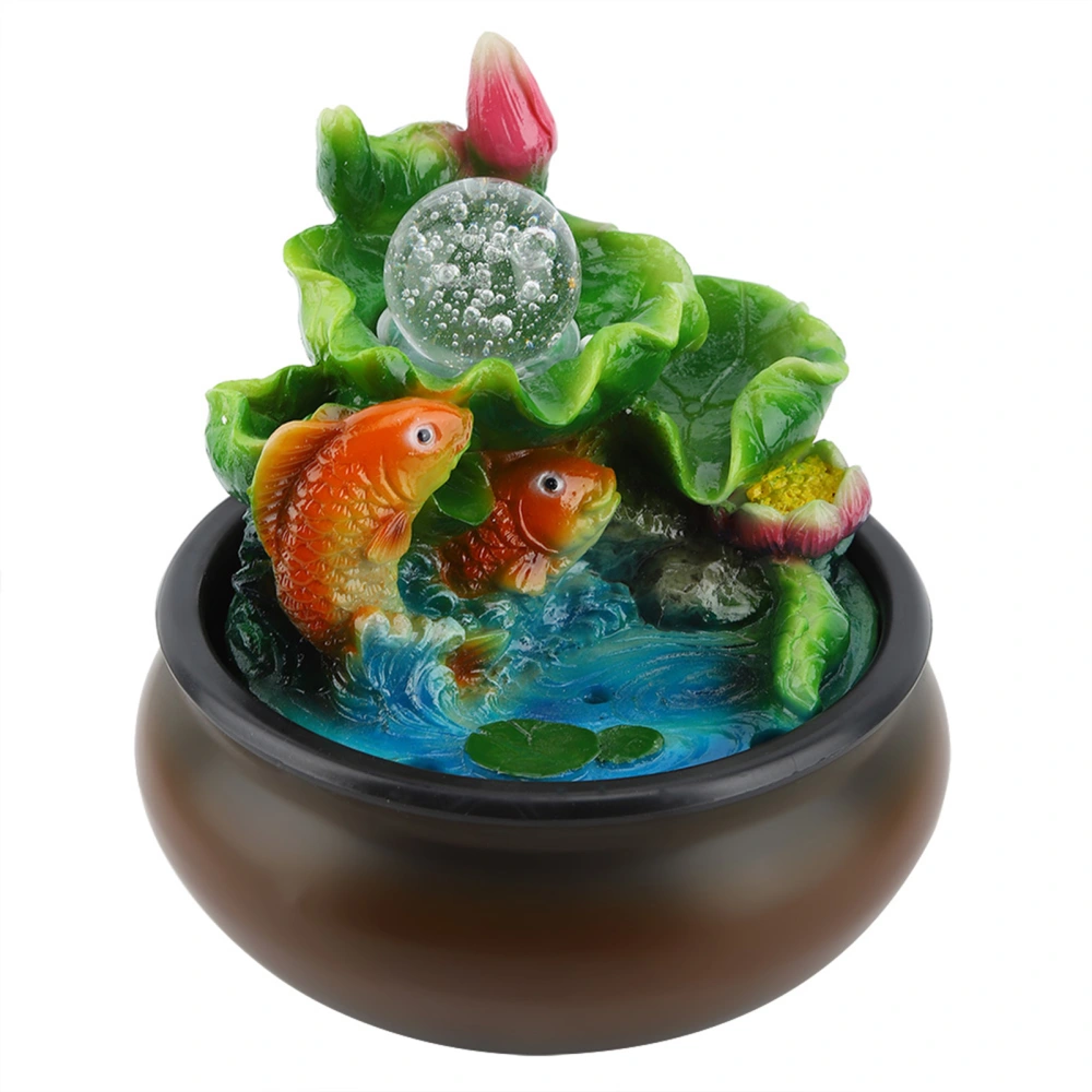 Mini Desktop Fountain Feng Shui Lucky Fish Home Desktop Decoration (EU Plug 220‑240V)