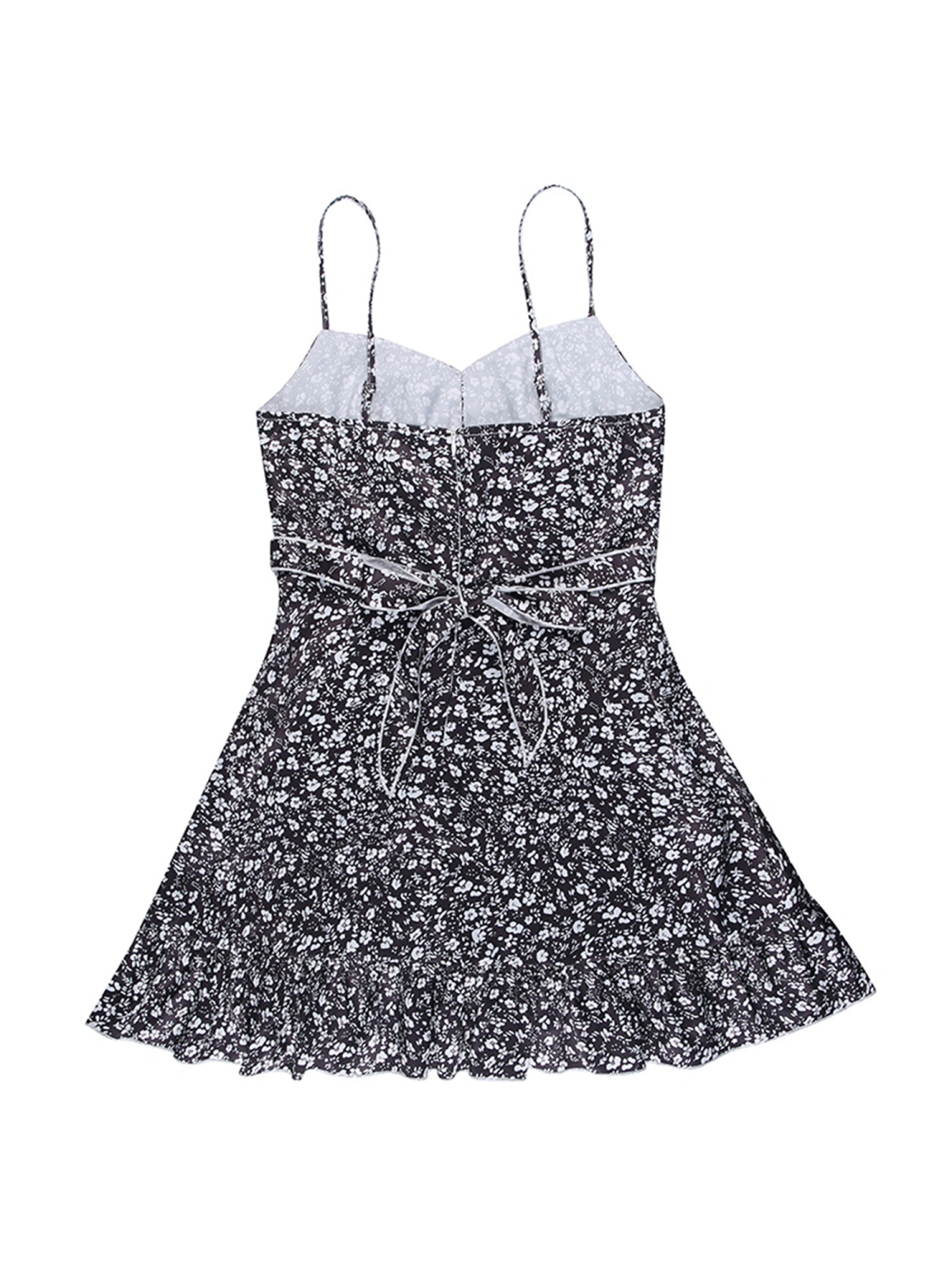 Women's Ruffle Mini Dress, Floral Print Spaghetti Strap A-Line Dress