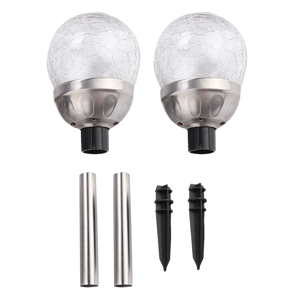 2Pcs Waterproof Led Solar Powered Garden Lamp Courtyard Stake Crackle Round Ball Lights