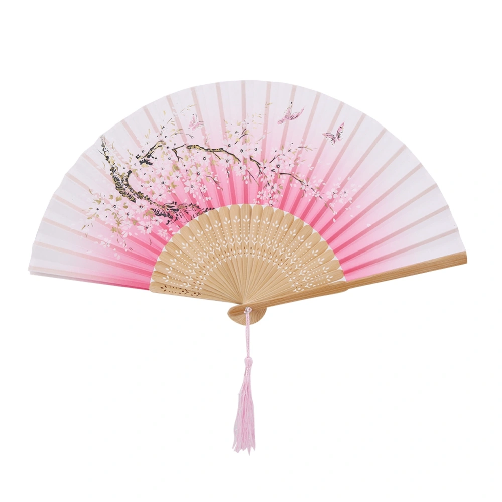 Folding Hand Fan Wedding Party Gift Dance Props Home Office Decoration (Pink)