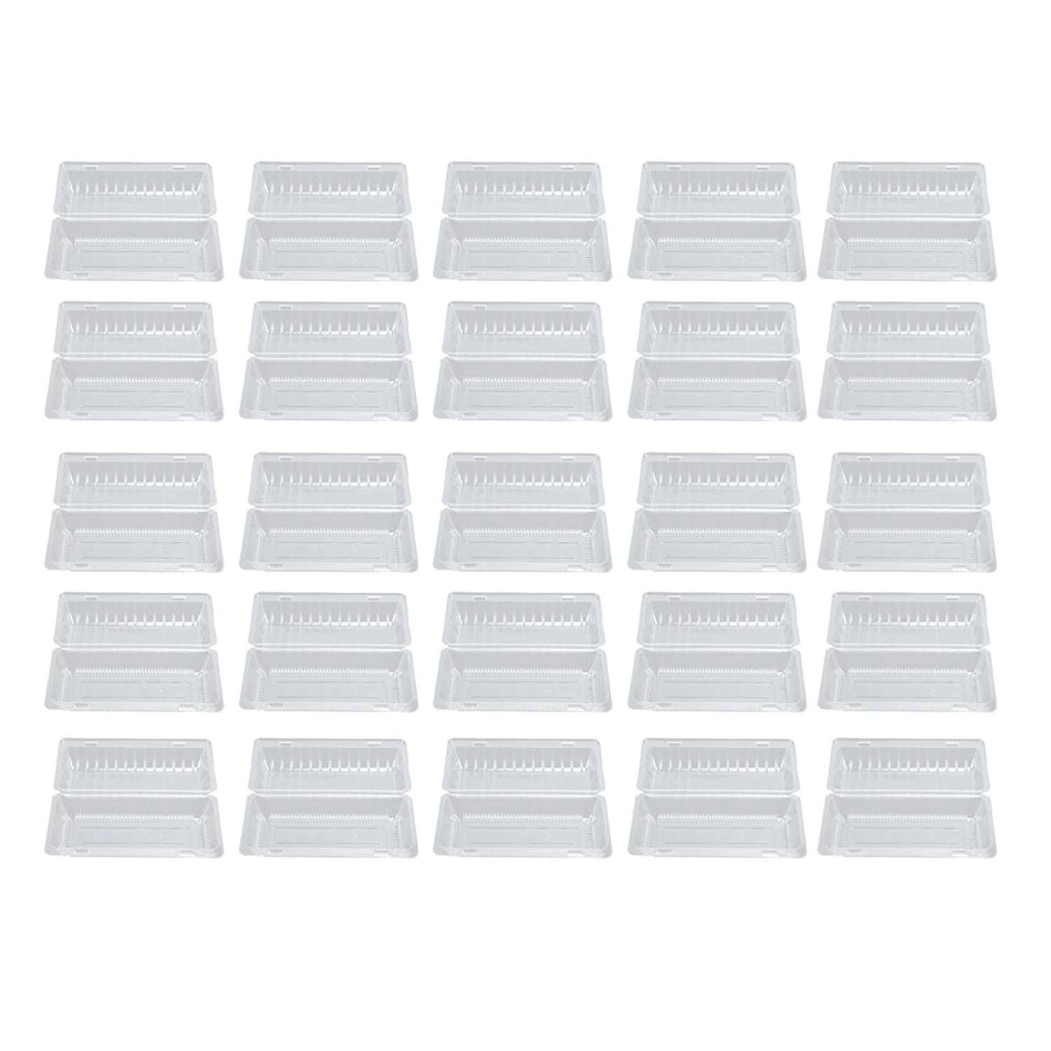 25 PCS Disposable Plastic Hinged Loaf Container Food Fruit Storage Box 22.5 x 12.7 x 8.5 cm