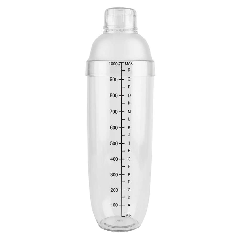 Anti leakage Transparent PC Resin Cocktail Shaker Mixer with Scale Bar Tool(1000ml)