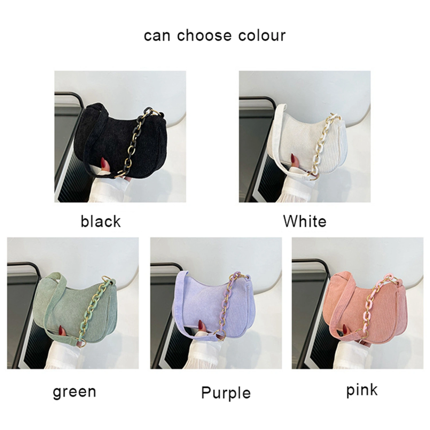 Women Shoulder Bag, Chain Purse Large Capacity Zipper Closure Bag