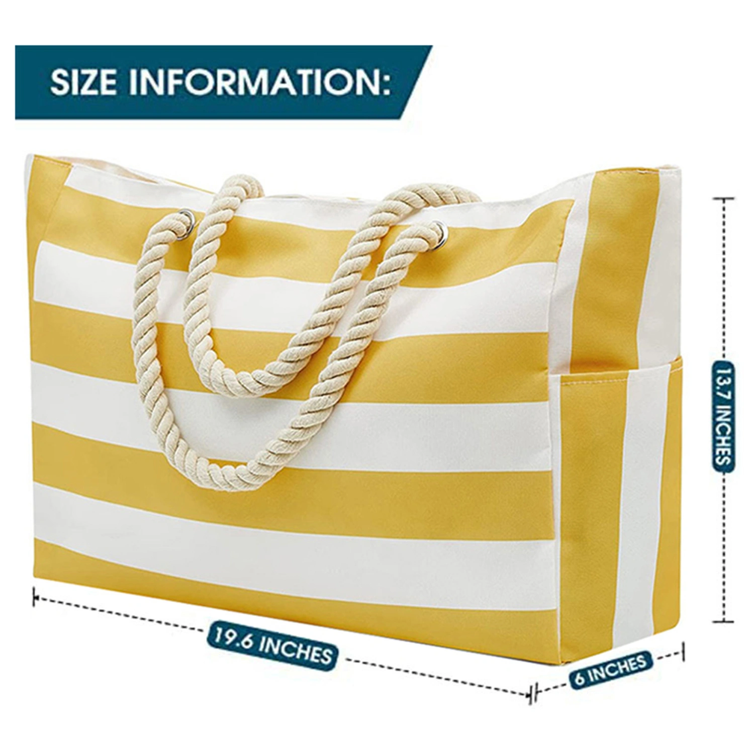 Extra Large Waterproof Beach Bag with Side Pockets for Beach Holiday