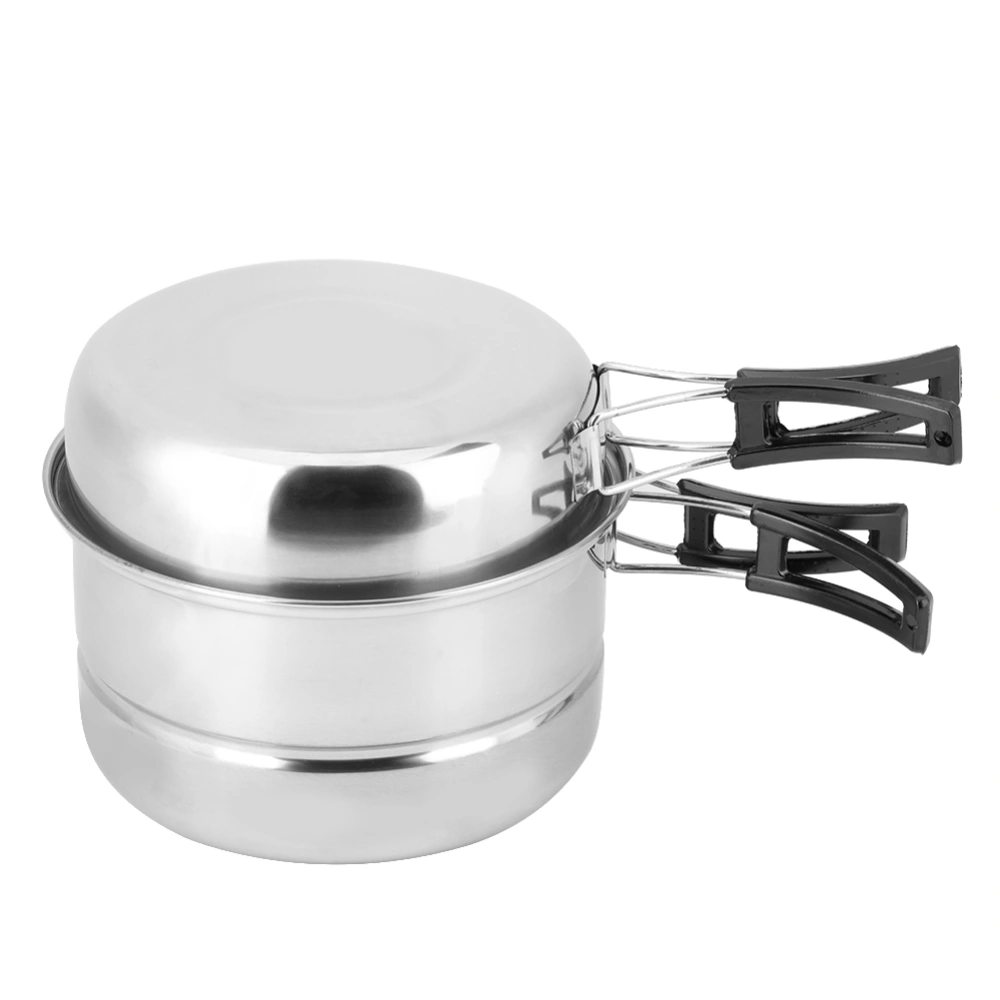 Stainless Steel Portable Outdoor Travel Camping Picnic Cookware Cooking Pot Pan Bowel Set