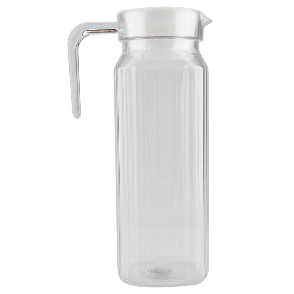 1100ml Acrylic Transparent Juice Bottle Striped Water Ice Cold Juice Jug with Lid for Bar Home