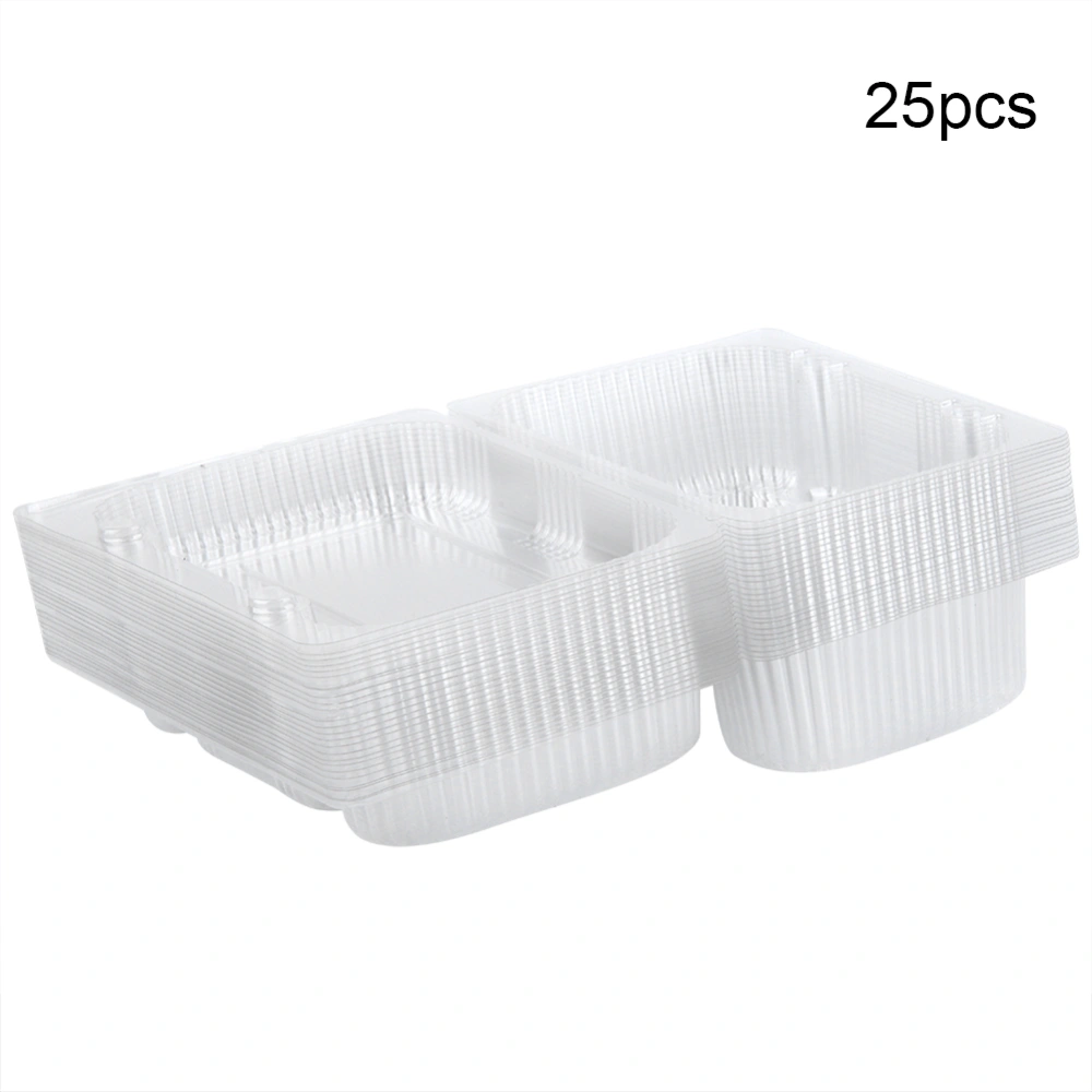 25 PCS Disposable Plastic Hinged Loaf Container Food Fruit Storage Box 18.5 x 12.5 x 7cm