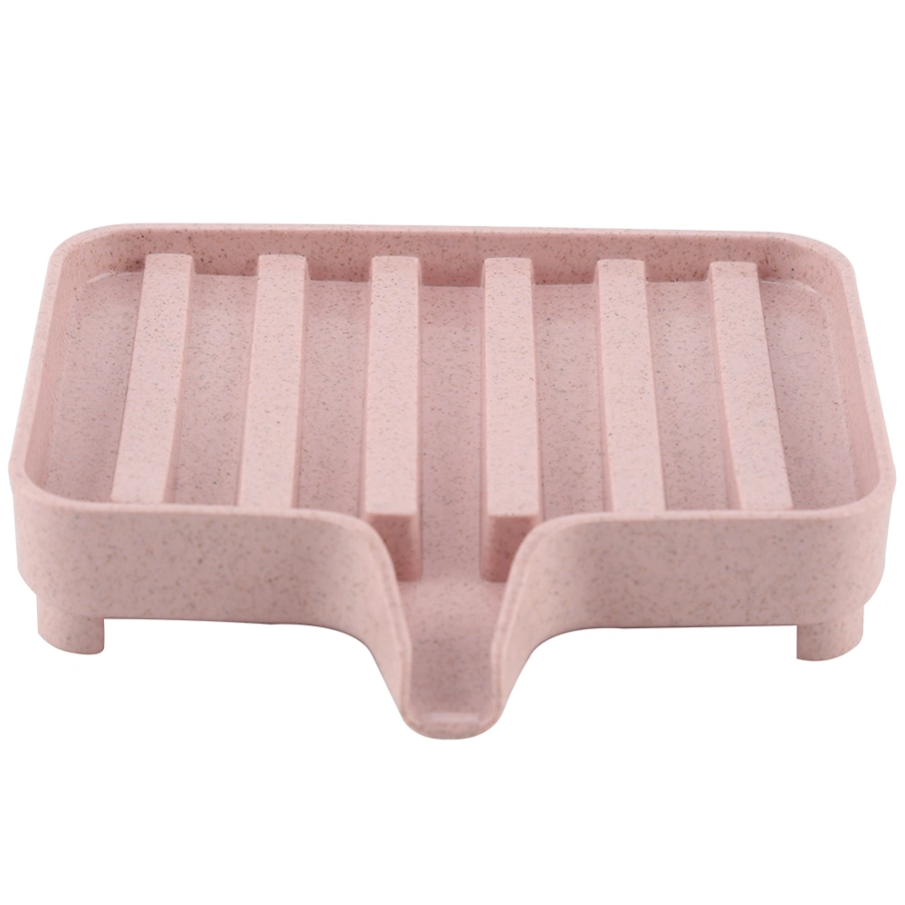 Wheat Straw Soap Sponge Drainage Storage Box Holder Bathroom Kitchen (Pink)