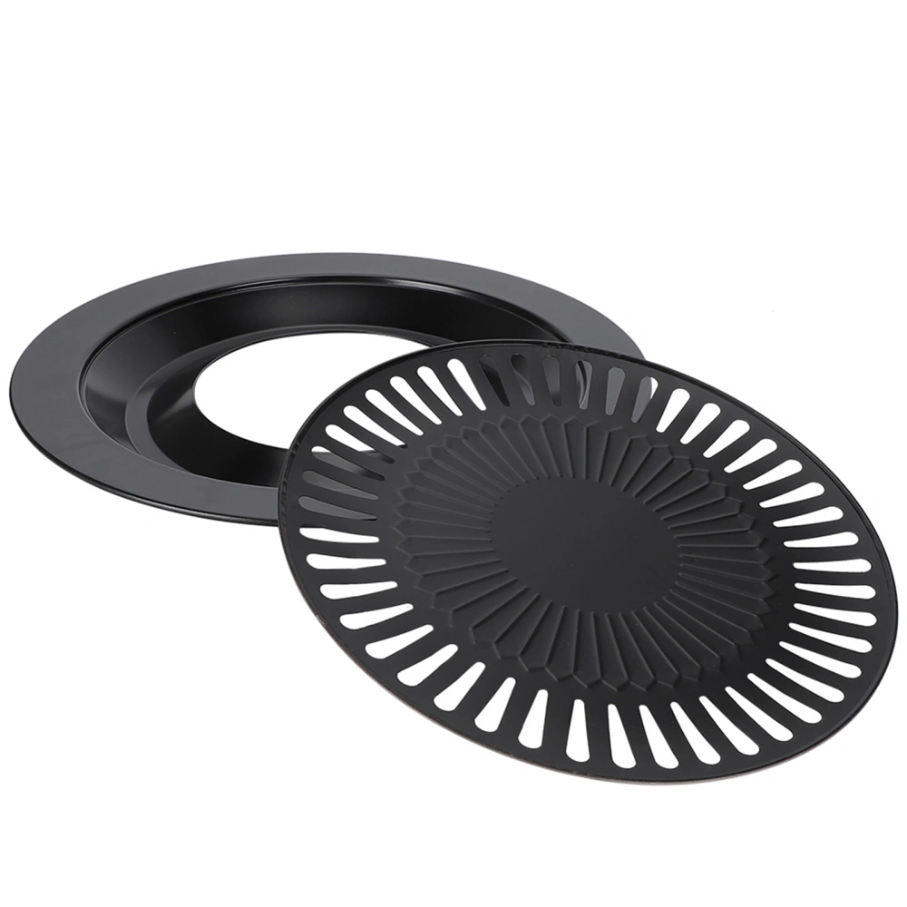 Household Barbecue Pan Smokeless Round Nonstick Baking Tray BBQ Roasting Tray Kitchen Utensils