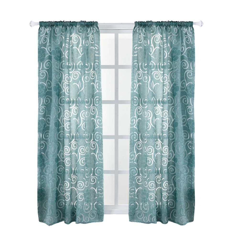 Polyester Floral Pattern Window Curtain Shade Blackout Bedroom Living Room (Green)