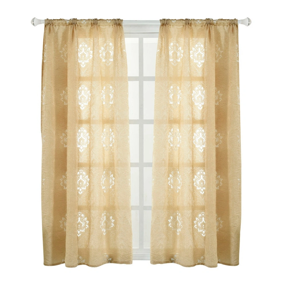 Polyester Window Curtain Shade Blackout Bedroom Living Room (Beige)