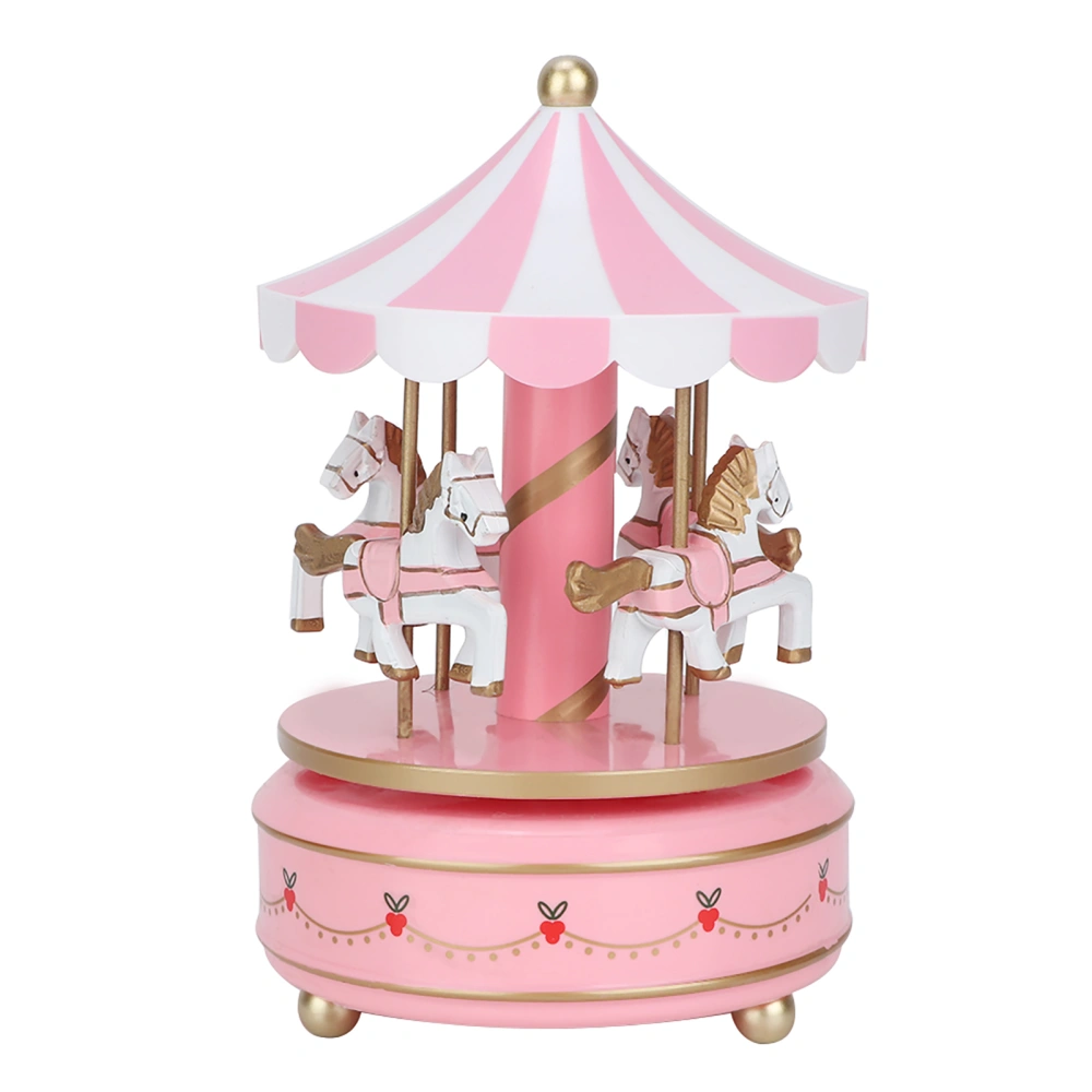 Merry GO Round Music Box Carousel Gift Christmas Wedding Birthday Gift Decor Pink