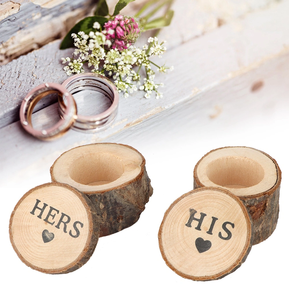 2Pcs Retro Wedding Ring Box Container Unique Ring Jewelry Holder Storage Case 02#