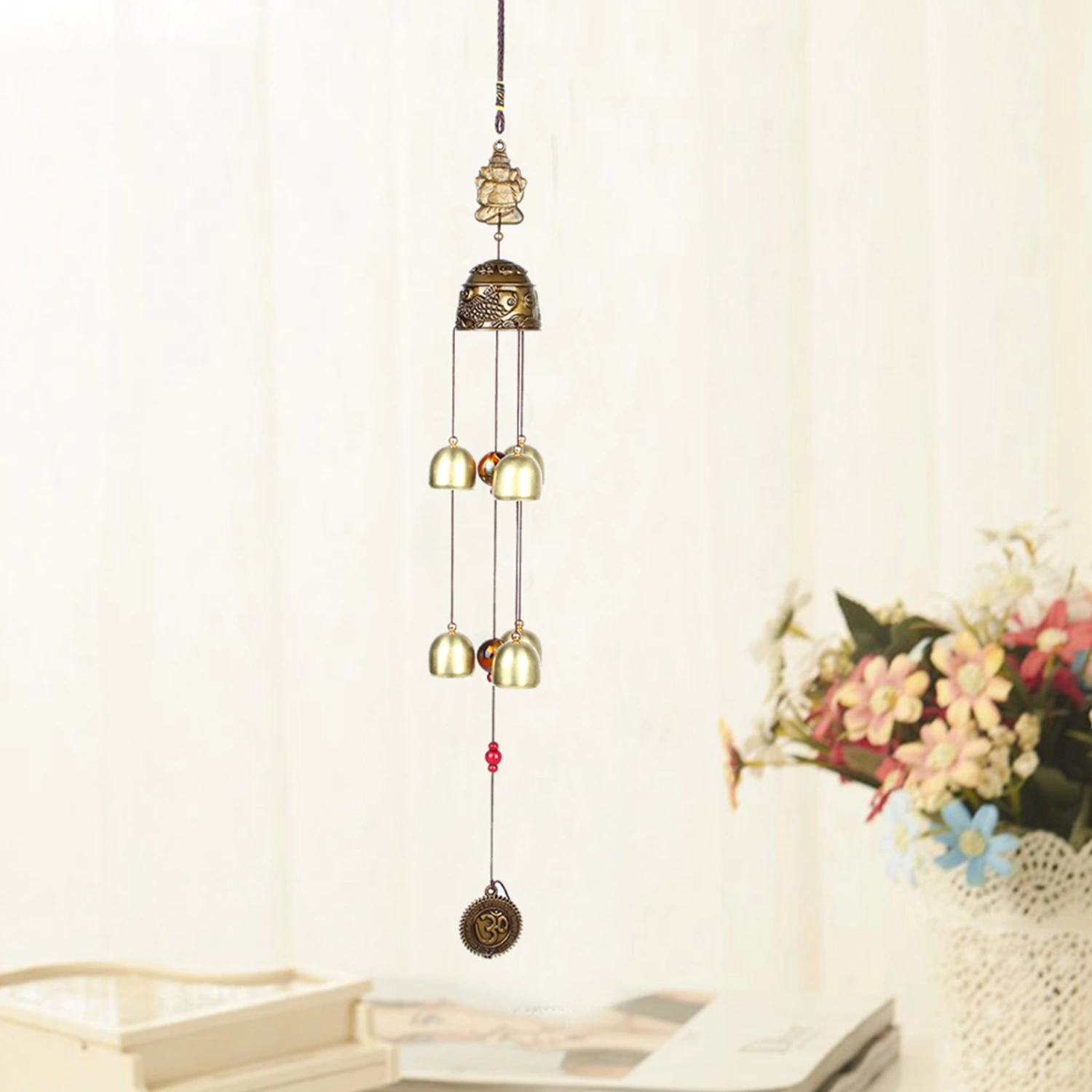 Hanging Ornament Good Luck Feng Shui Color Bells Wind Chimes China Home Decor(Leaves)