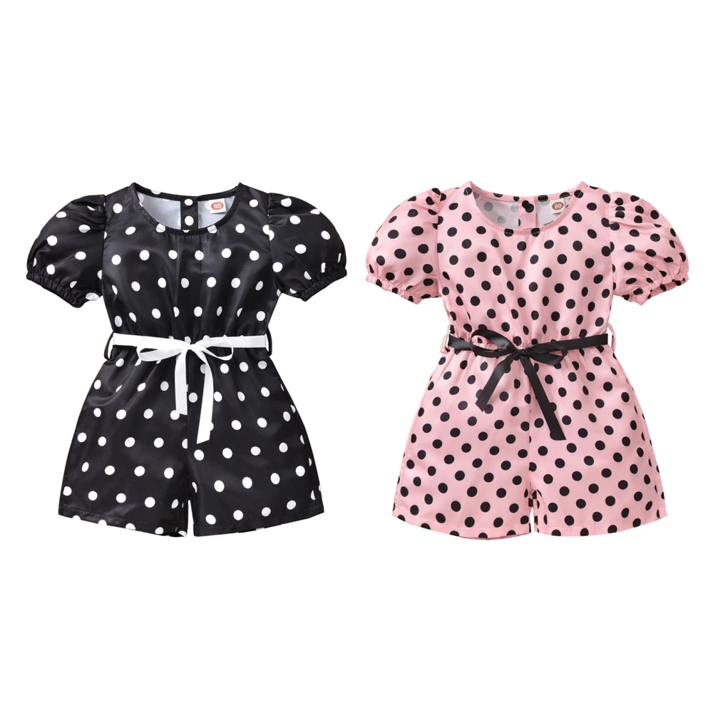 Toddler Summer Rompers, Polka Dot O-Neck Short Sleeves Jumpsuits