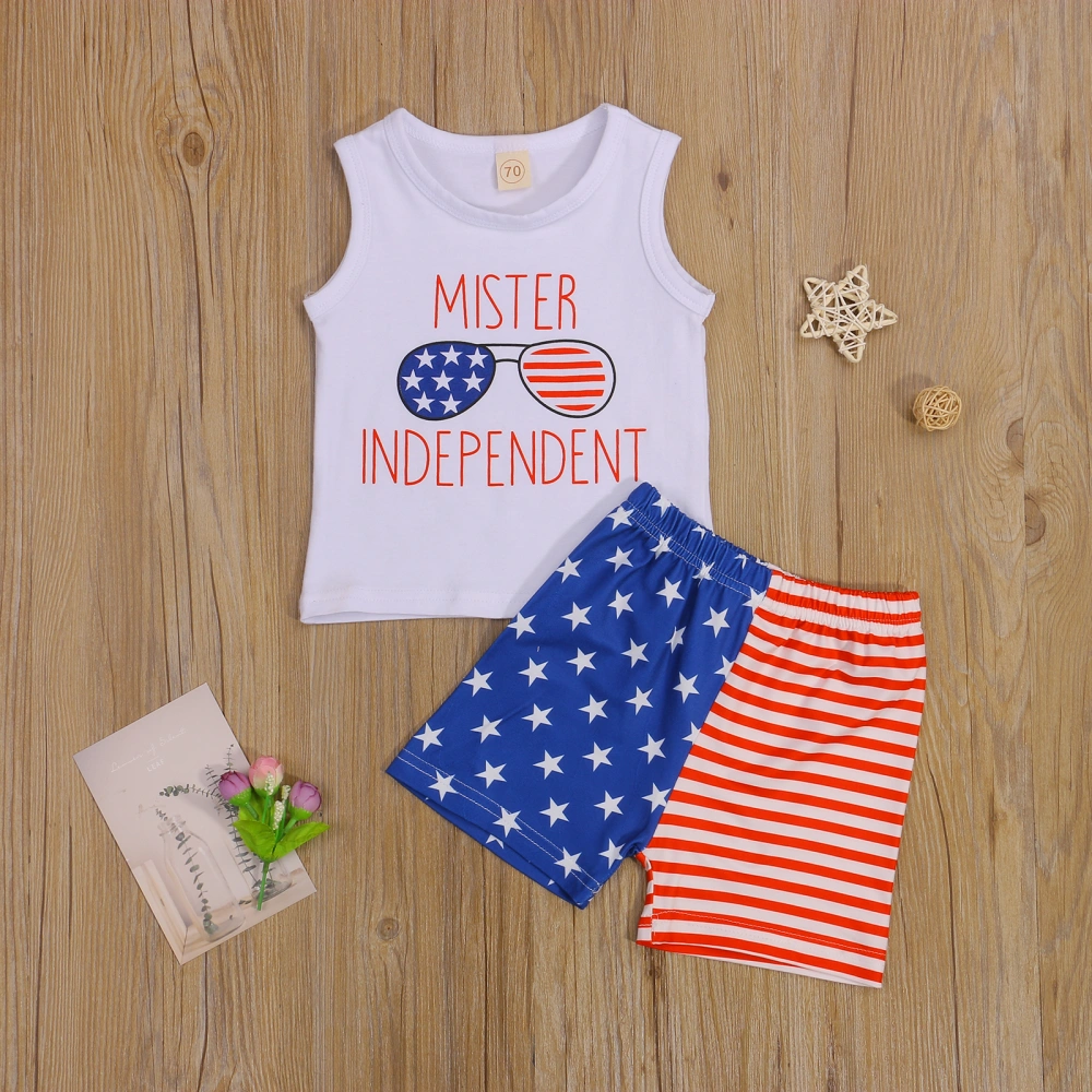 Baby 4th of July Outfits, Stars Stripes Sleeveless Tops + Short Pants