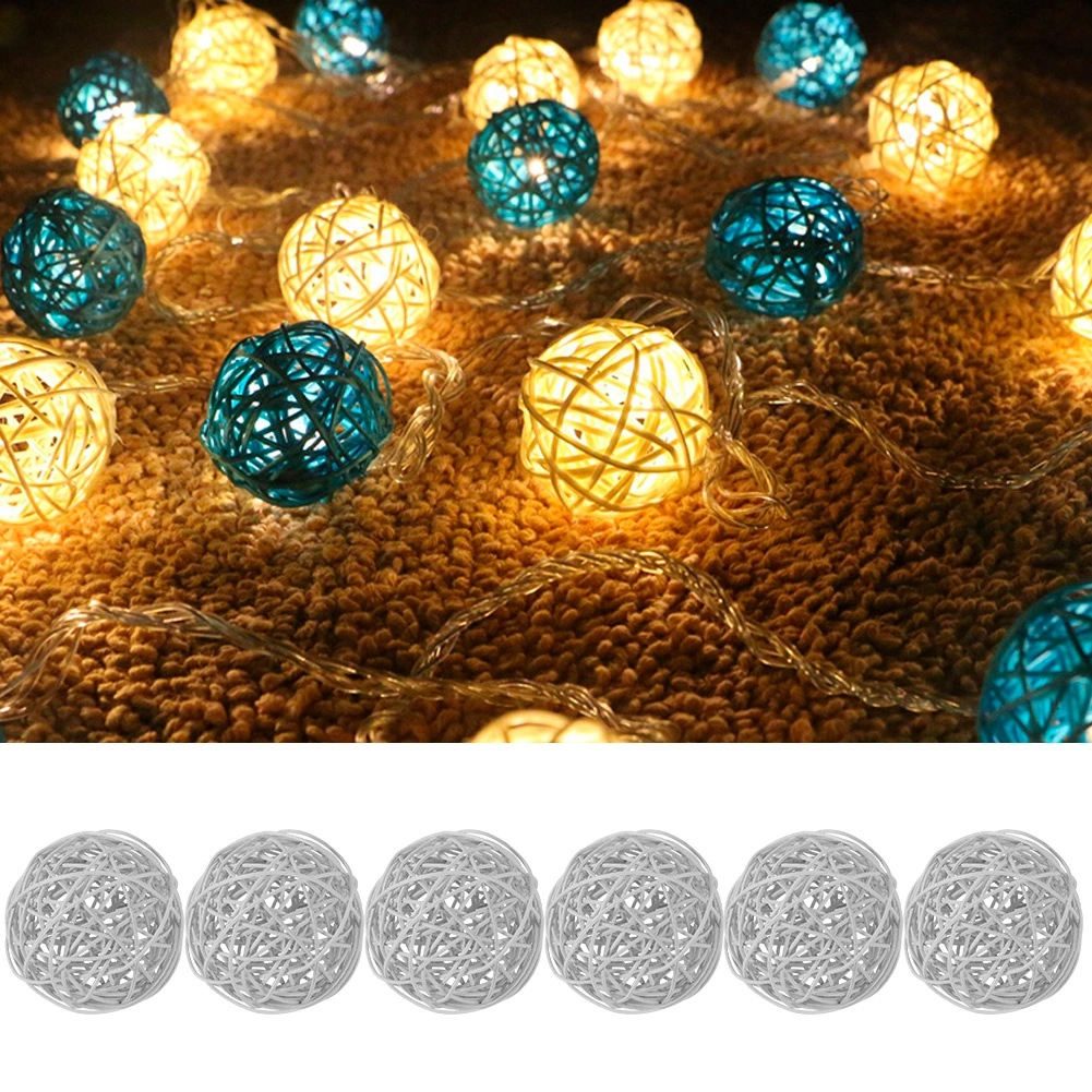 6Pcs Decorative Rattan Balls Ornaments Wedding Christmas Birthday Party Decoration (Silver)