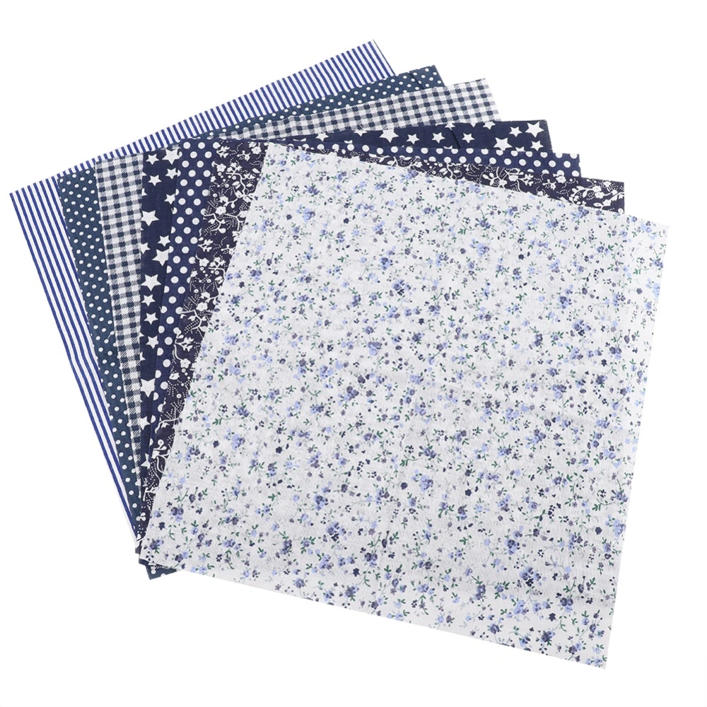 7pcs 50*50cm Cotton Fabric DIY Assorted Squares Pre Cut Bedding Kit Quarters Bundle (Blue)