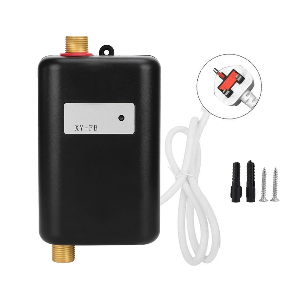 Household Dual Use Regulator Intelligent kitchen Water Heater Mini Rapid Heating Machine with Indicator Light Black(UK Plug 220V 3000W )