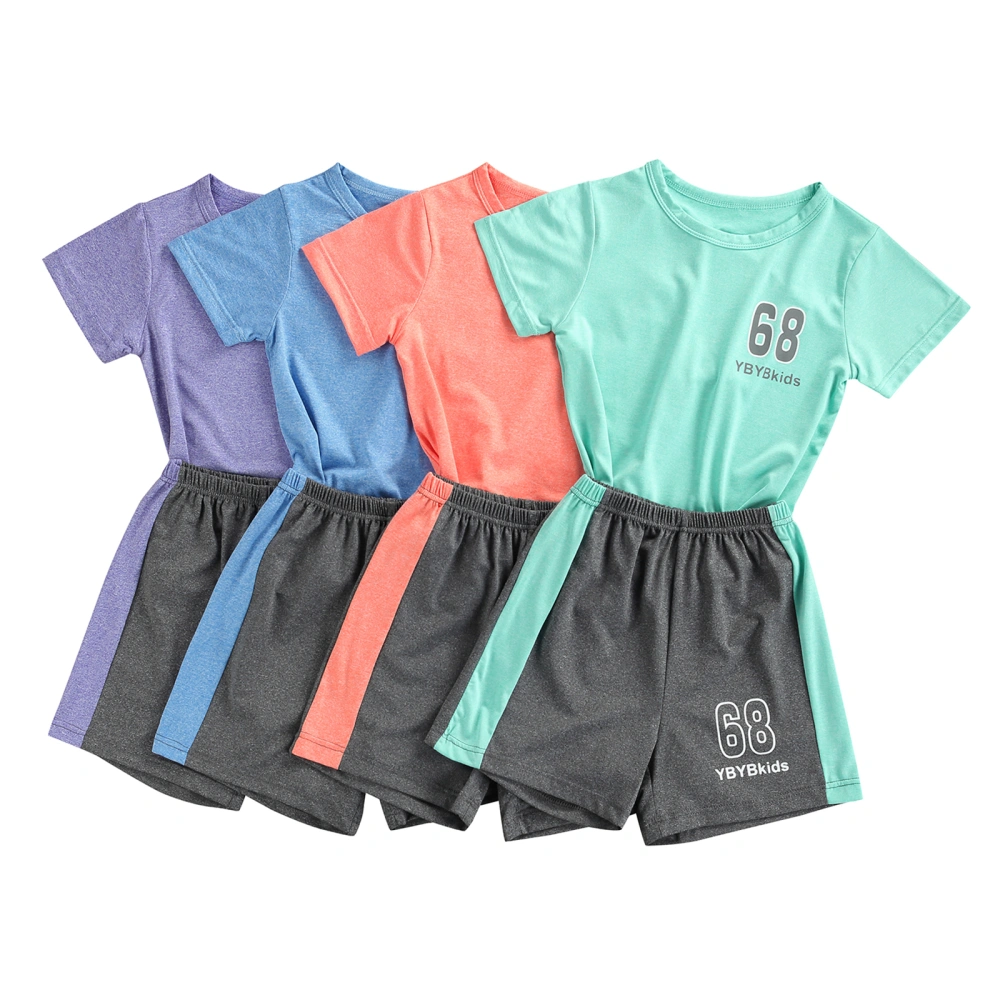 Children Clothes Set, Short Sleeve Round Collar Tops and Shorts