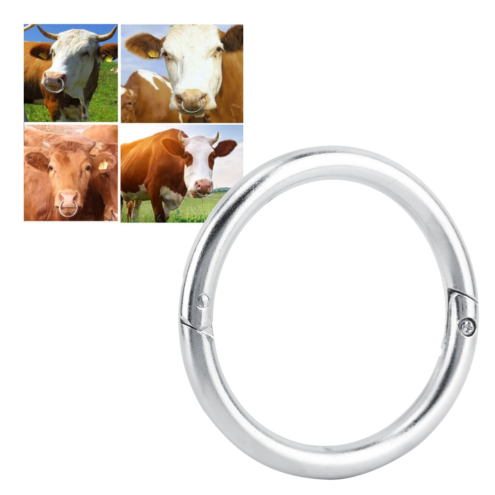 Stainless Steel Bull Cow Cattle Nose Ring Husbandry Accessory(M)