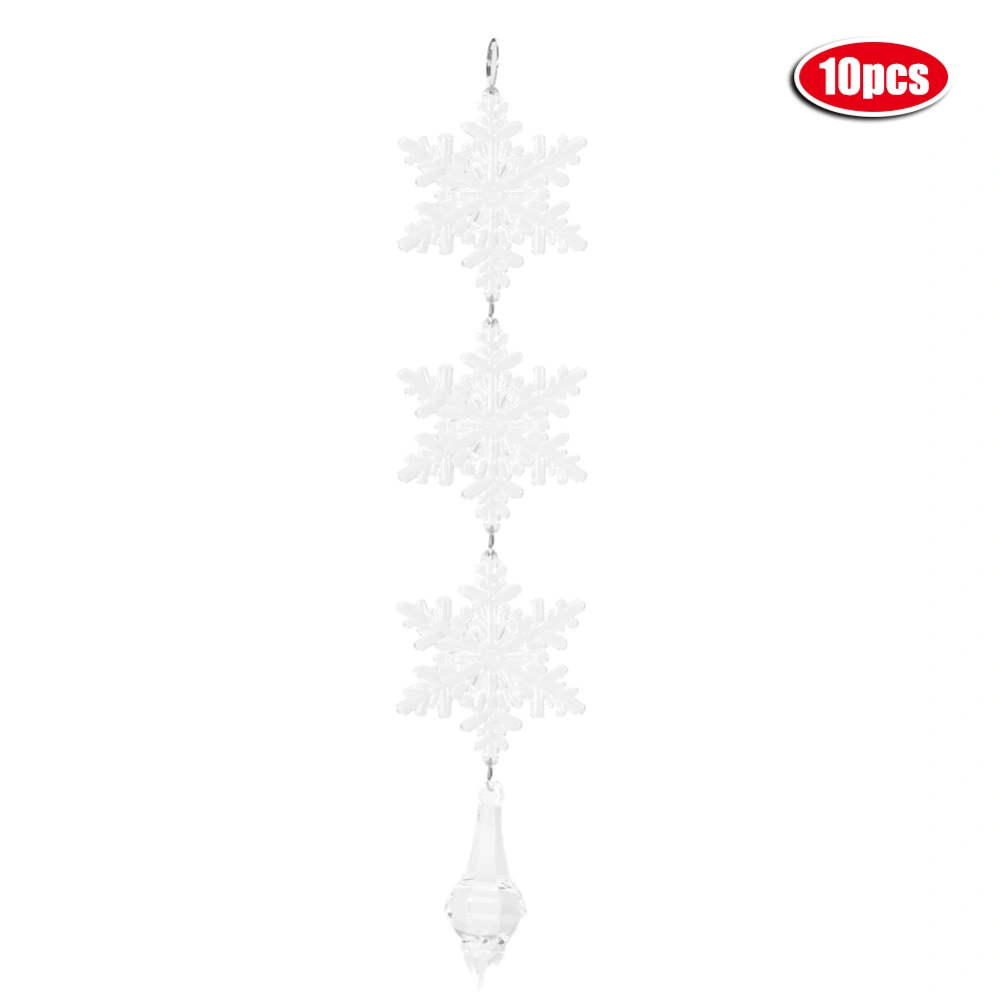 10pcs Snowflake Crystal Chains, DIY Glass Hanging Strand Window Decoration(Pointed Pendant)