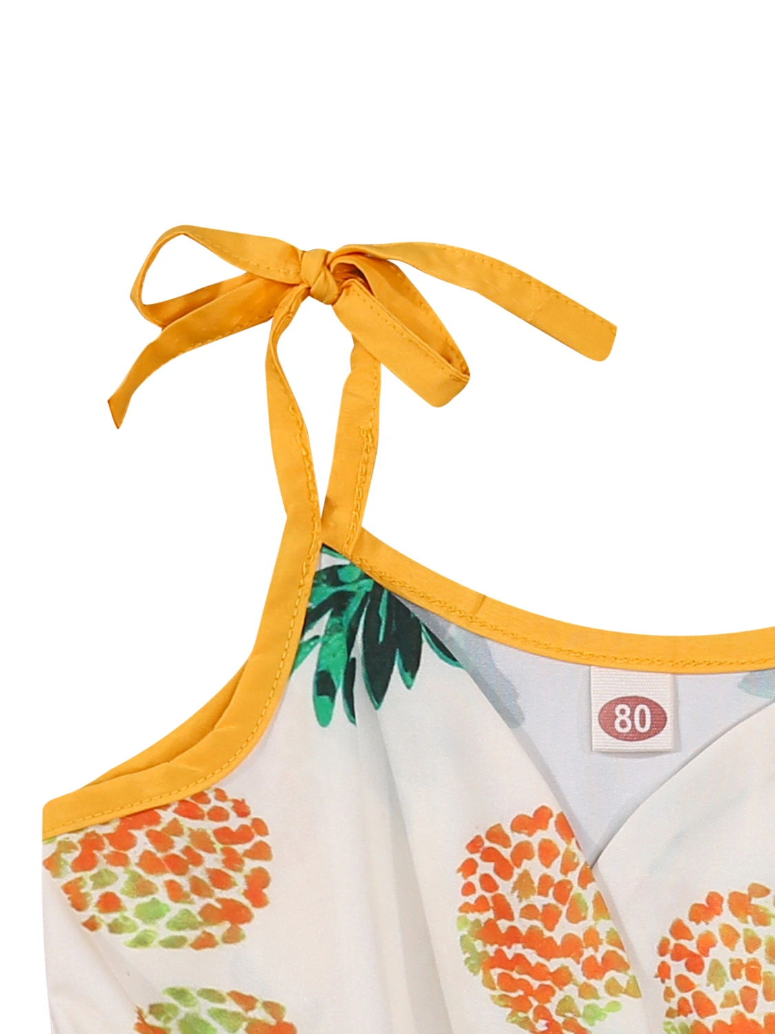 Girl Pineapple Print Short Romper, V-neck Elastic Waist Sling Jumpsuit