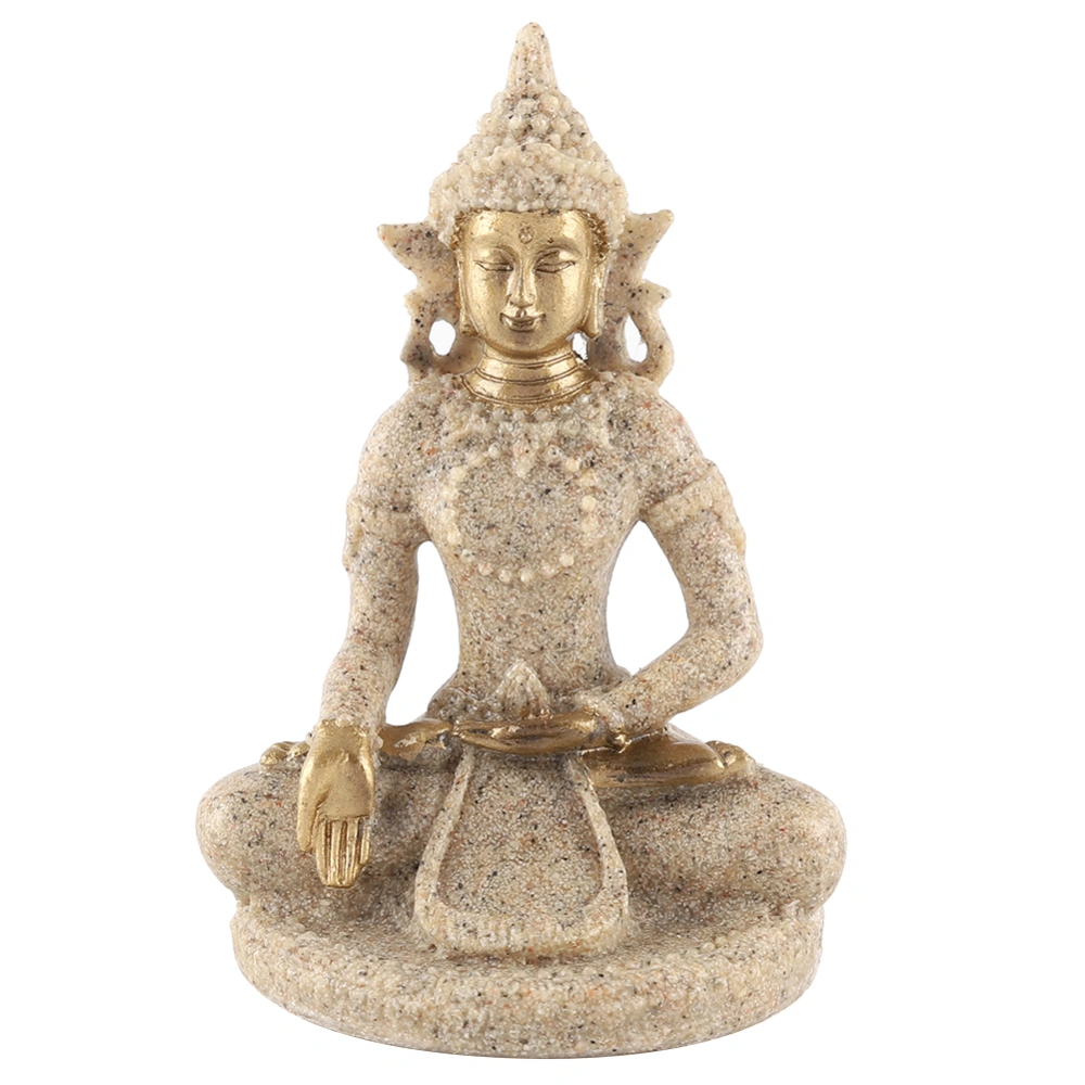 Meditating Seated Buddha Statue Carving Figurine Craft for Home Decoration Ornament (B Gold)