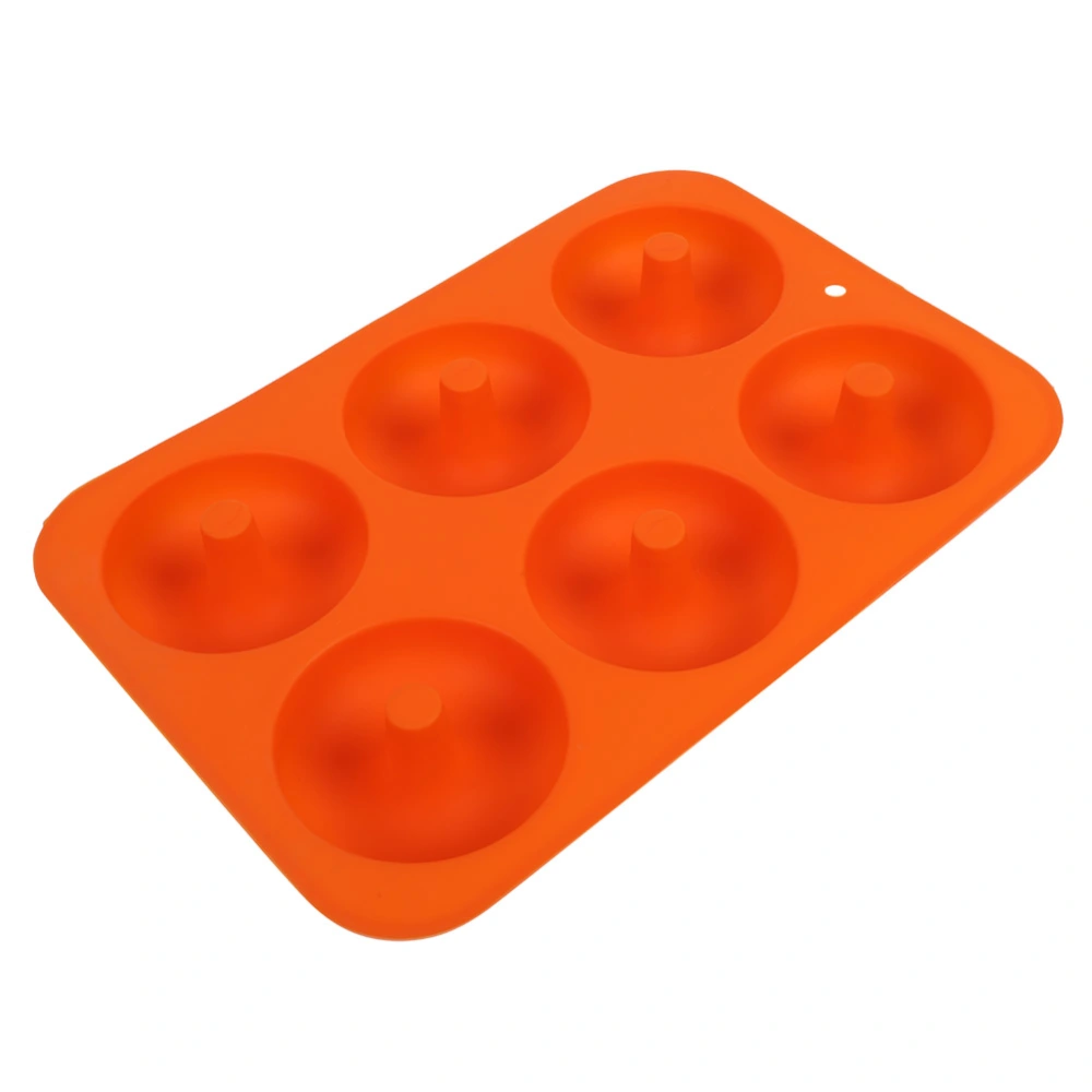 6-Cavity Silicone Donut Baking Pan Donut Chocolate Mold Microwave Freezer Safe(Orange)