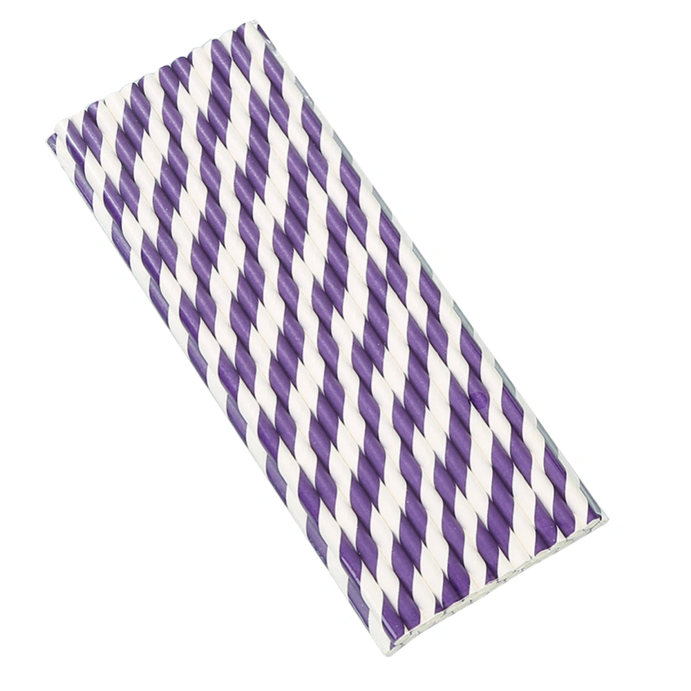 25 Stick Disposable Paper Straws Party Dessert Juice Decoration Environmental Straw(Purple)