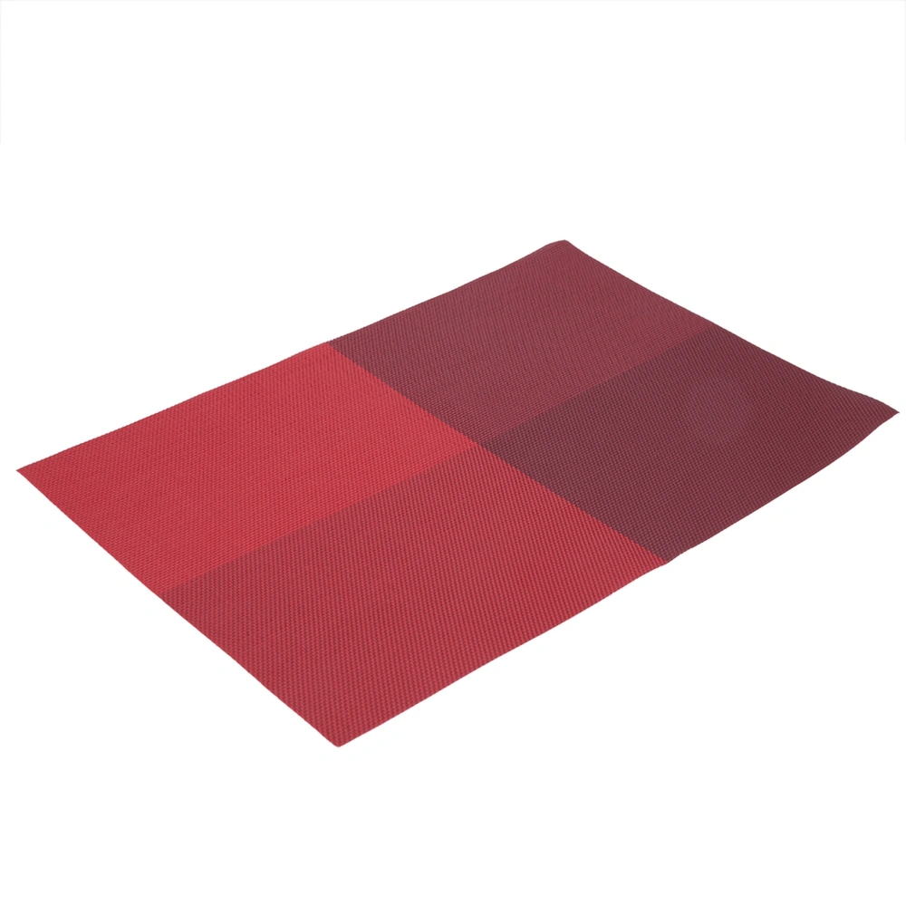 4pcs Rectangle Table Mats for Dining Table Plaid Pattern PVC Dining Placemat (Red)